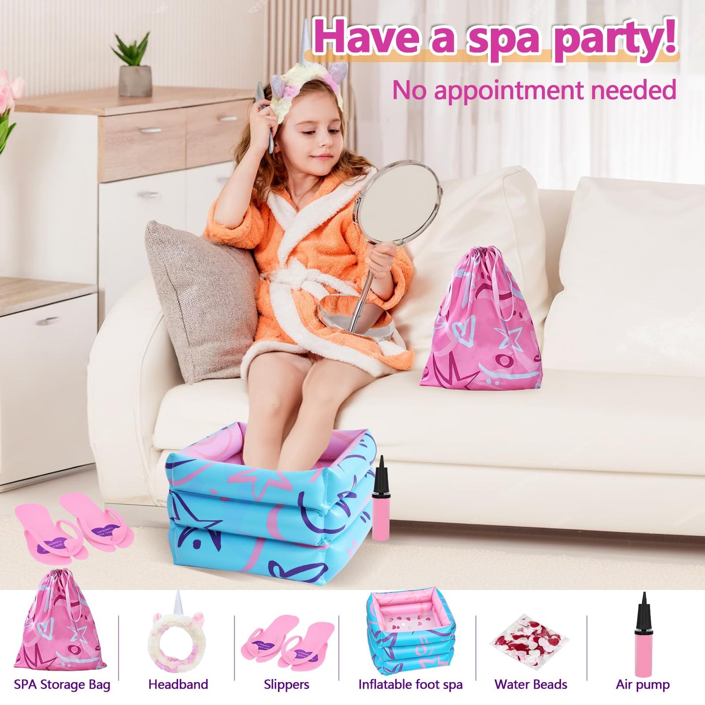 Yoloflix Kids Spa Kit for Girls — Nail Art Studio & Foot Spa Party Set for Ages 6–12