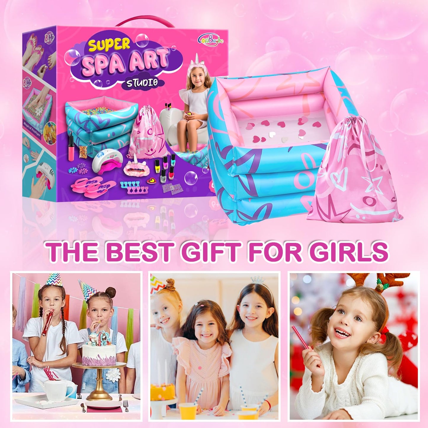 Yoloflix Kids Spa Kit for Girls — Nail Art Studio & Foot Spa Party Set for Ages 6–12
