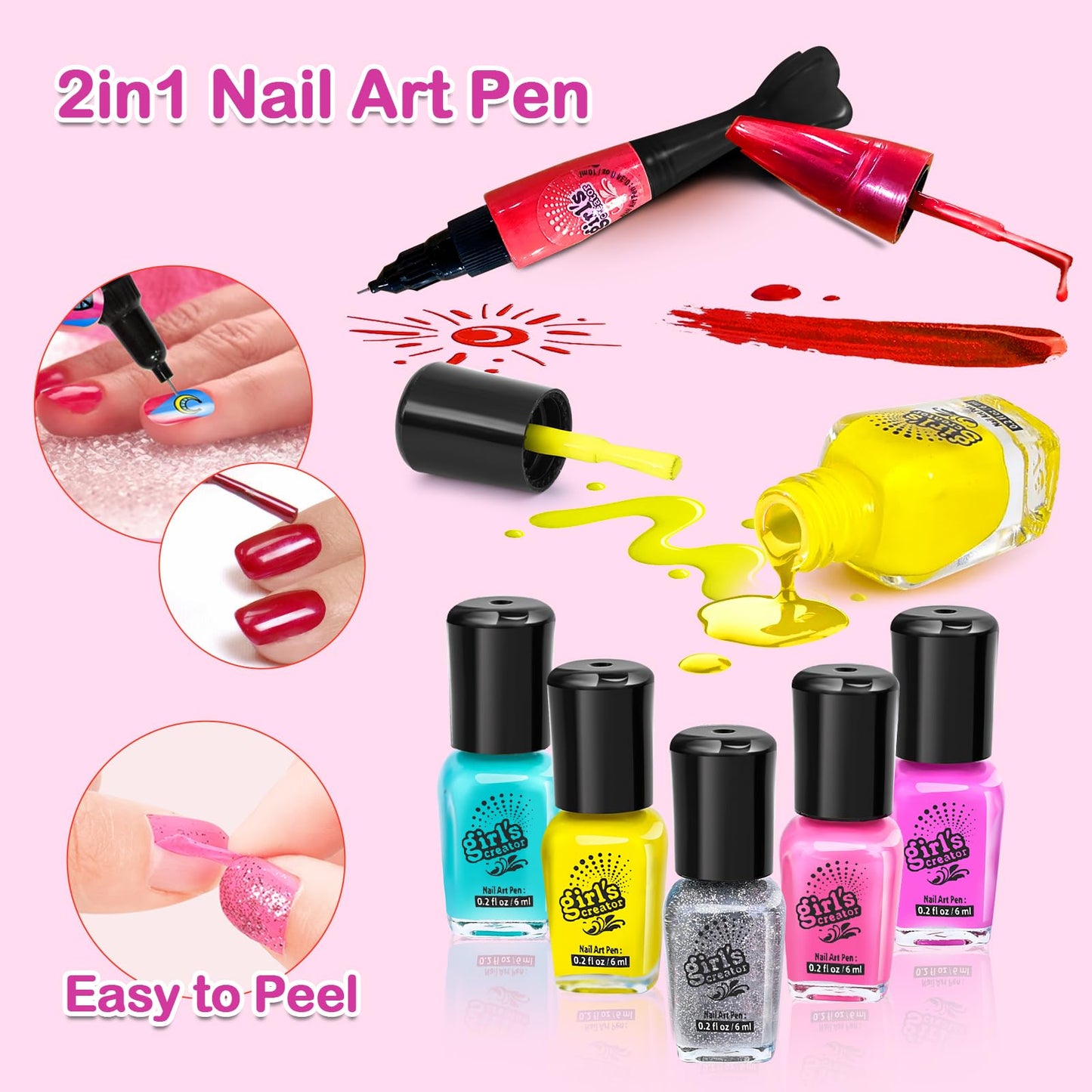 Yoloflix Nail Polish Kit for Girls | Kids Nail Art Salon Set with Dryer