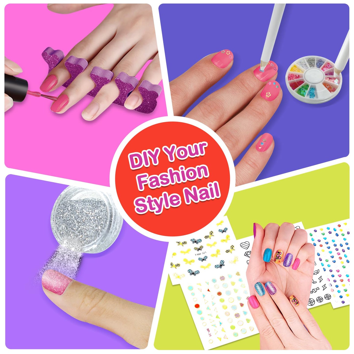 Yoloflix Nail Polish Kit for Girls | Kids Nail Art Salon Set with Dryer