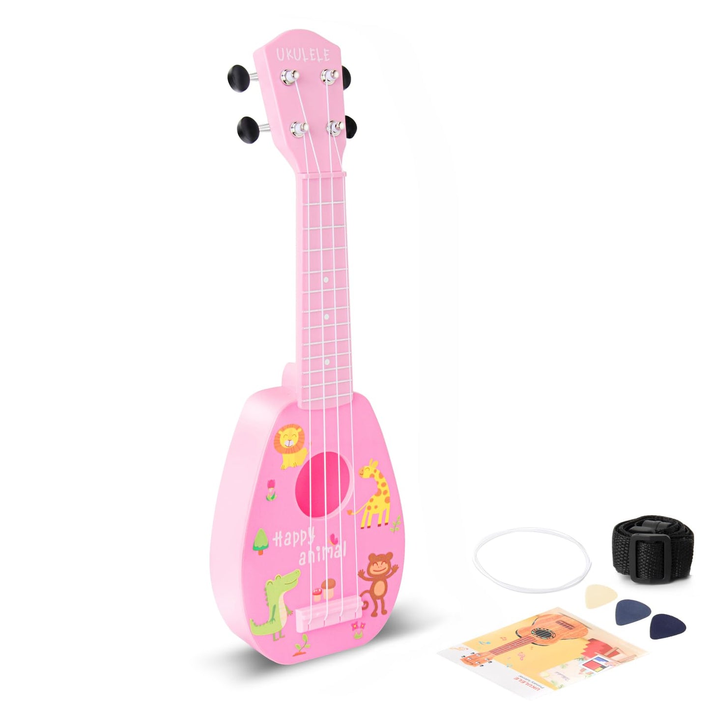 YOLOPARK 17in Kids Toy Guitar for Beginners - Pink 4-String Starter