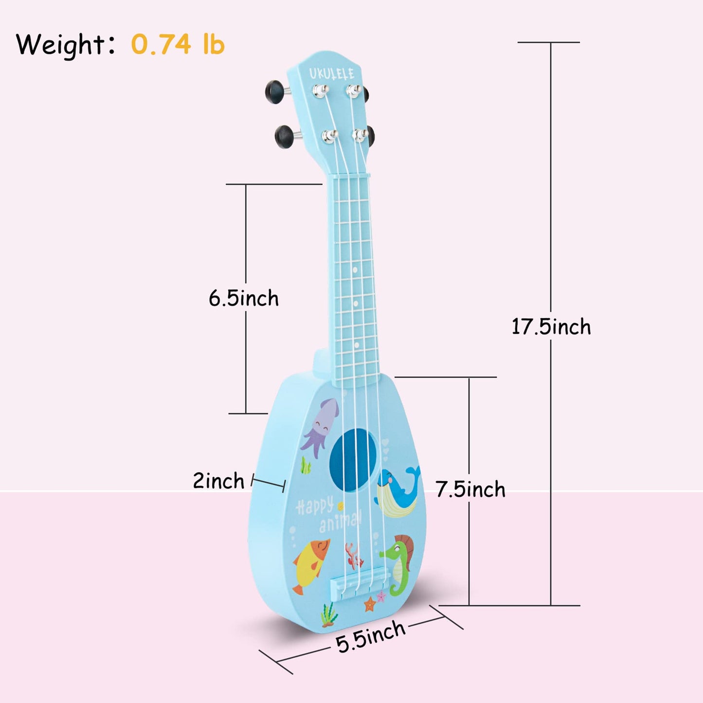 YOLOPARK 17-Inch Kids Toy Guitar for Beginners – 4-String Mini Ukulele-Style Guitar for Ages 3–7 (Blue)