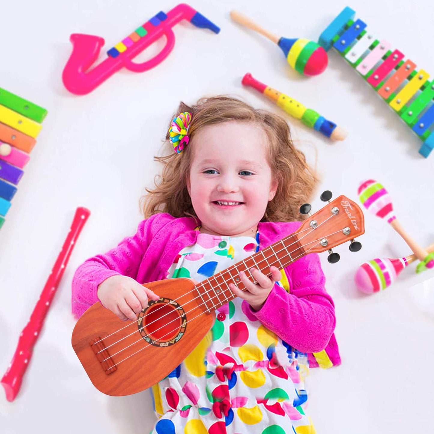 YOLOPARK 17-Inch Kids Guitar for Beginners – 4-String Toy with Strap & Dials