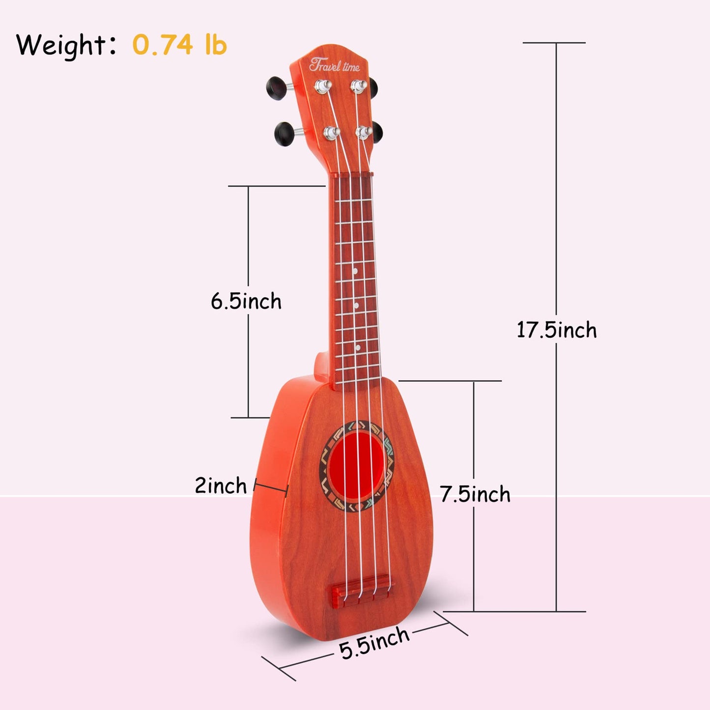 YOLOPARK 17-Inch Kids Guitar for Beginners – 4-String Toy with Strap & Dials
