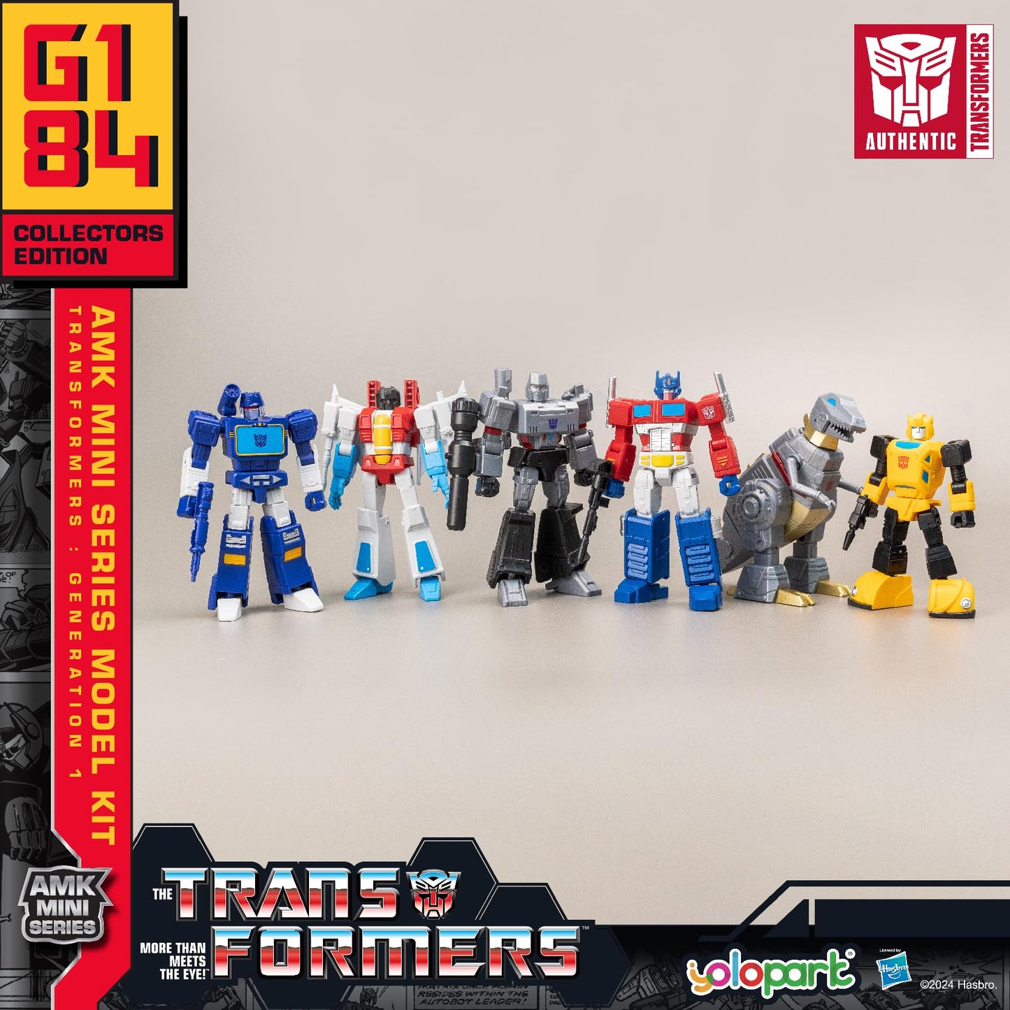 YOLOPARK Transformers G1 6-Pack Action Figures - Optimus Prime, Bumblebee, Megatron & More (No Converting)