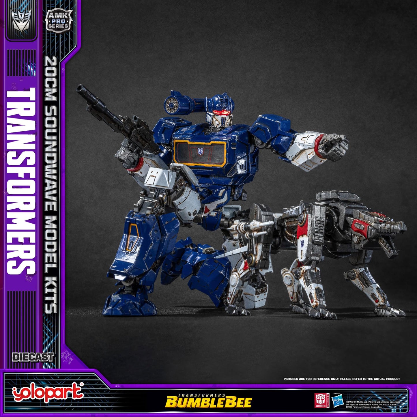 YOLOPARK Transformers AMK PRO Soundwave & Ravage – 7.87-Inch LED Magnet-Eye Figure Kit with Upgraded Weaponry
