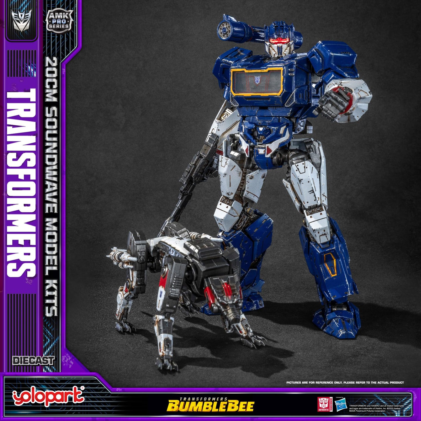 YOLOPARK Transformers AMK PRO Soundwave & Ravage – 7.87-Inch LED Magnet-Eye Figure Kit with Upgraded Weaponry