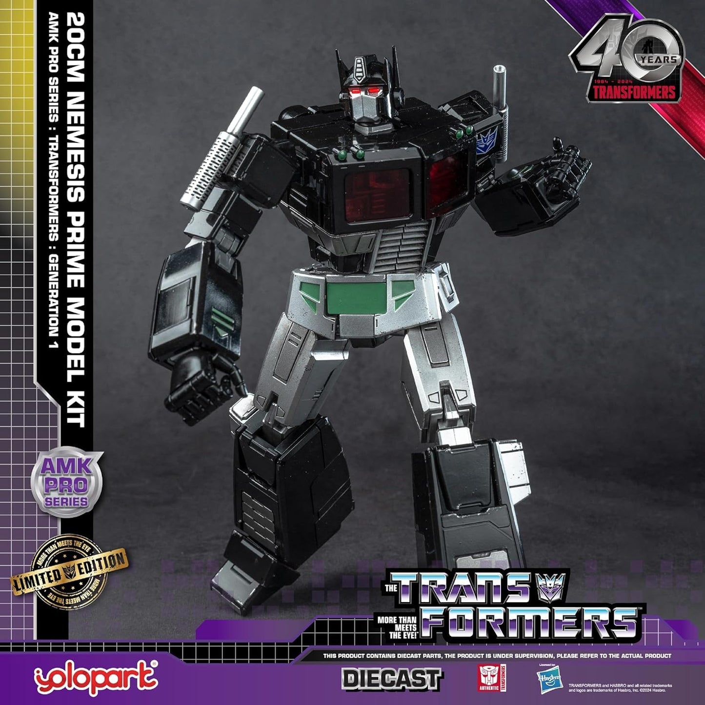 YOLOPARK Transformers G1 Nemesis Prime – Upgraded Weapons, 7.87-Inch Articulated, Non-Transformable