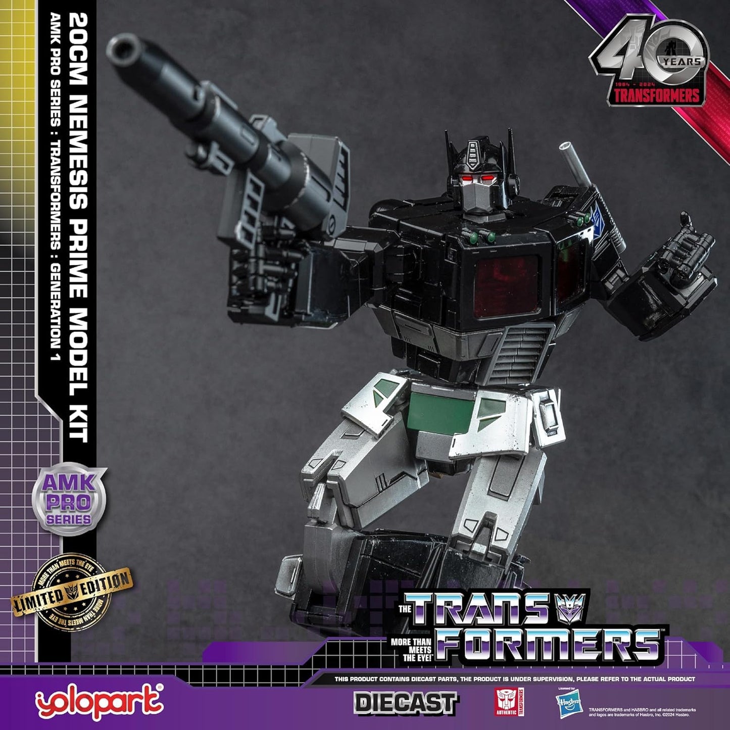 YOLOPARK Transformers G1 Nemesis Prime – Upgraded Weapons, 7.87-Inch Articulated, Non-Transformable