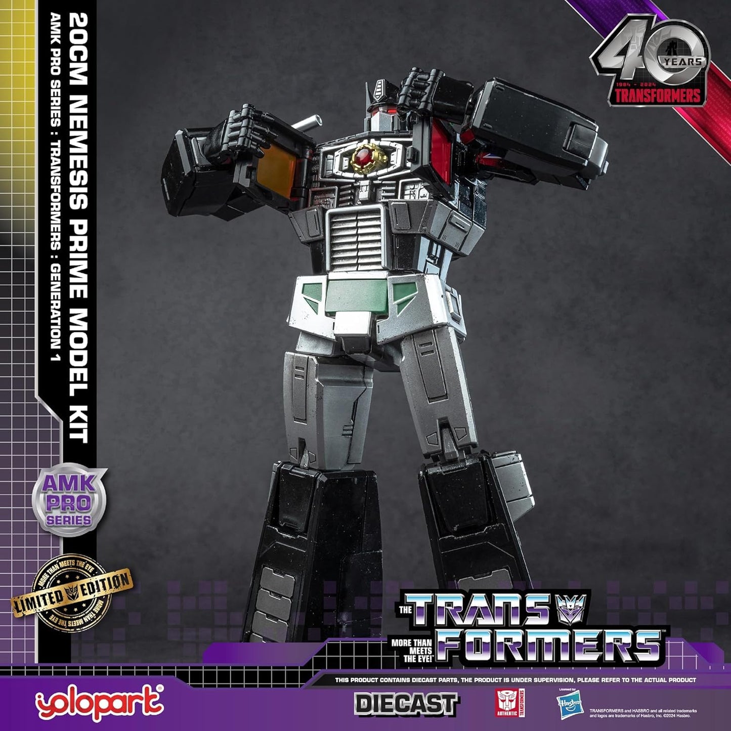 YOLOPARK Transformers G1 Nemesis Prime – Upgraded Weapons, 7.87-Inch Articulated, Non-Transformable
