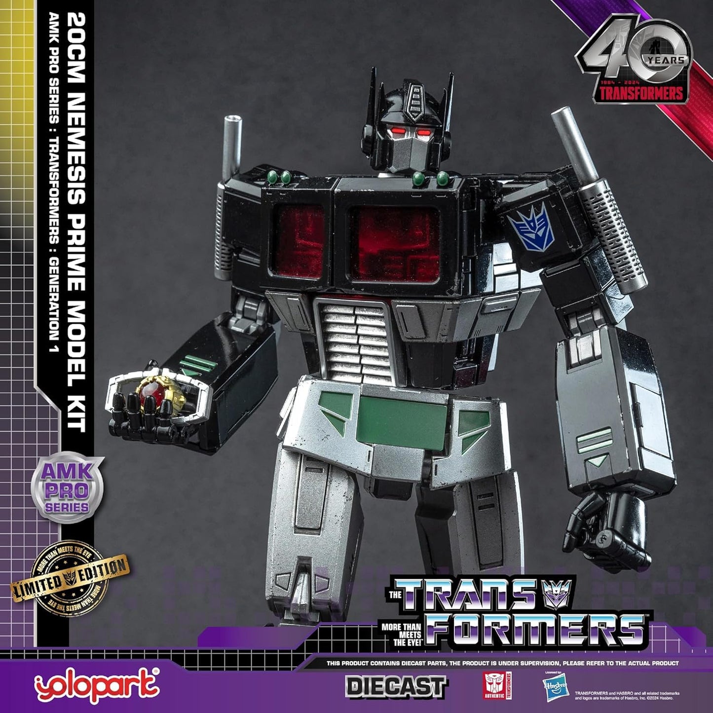 YOLOPARK Transformers G1 Nemesis Prime – Upgraded Weapons, 7.87-Inch Articulated, Non-Transformable