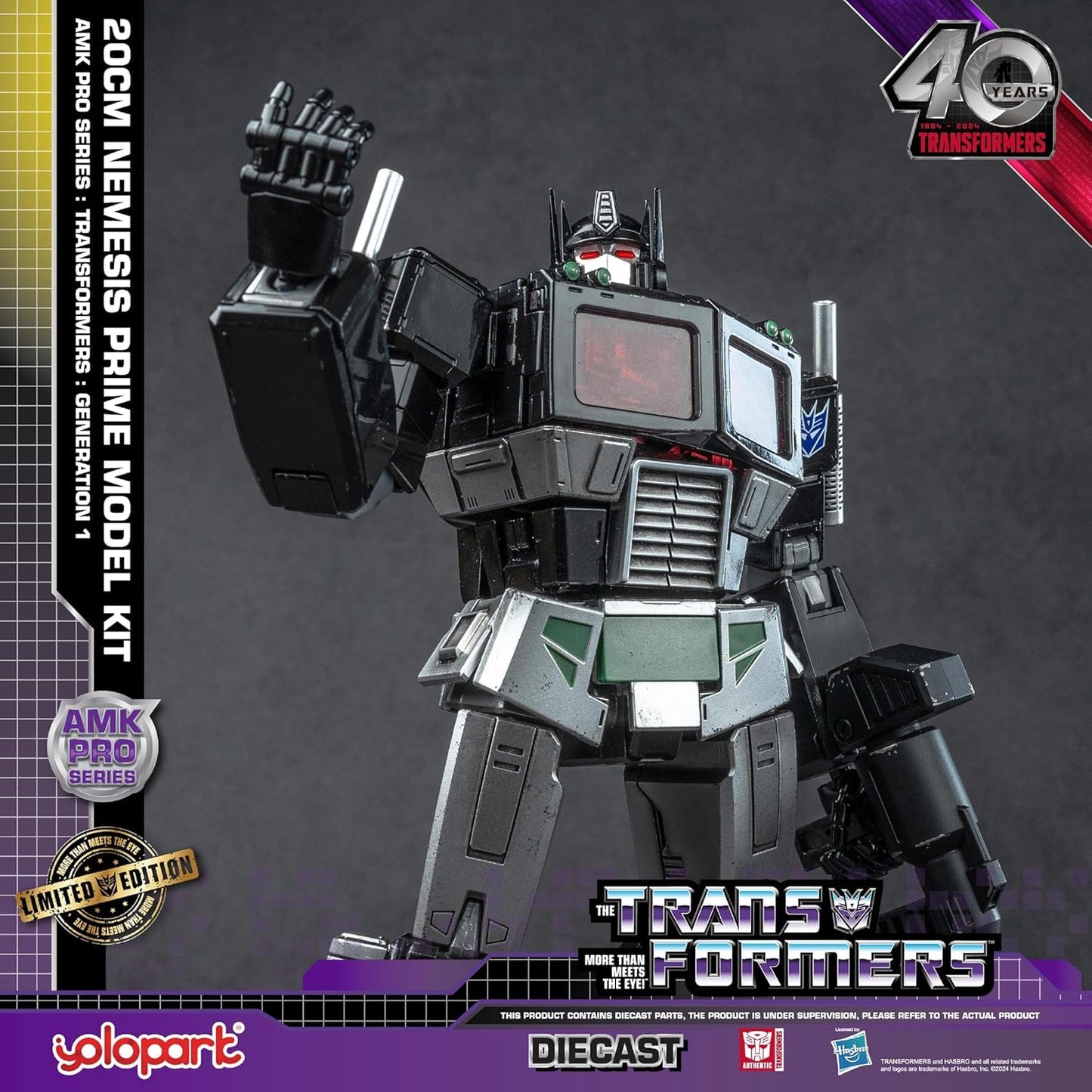 YOLOPARK Transformers G1 Nemesis Prime – Upgraded Weapons, 7.87-Inch Articulated, Non-Transformable