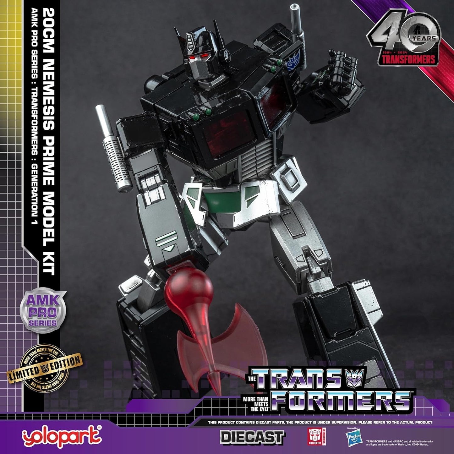 YOLOPARK Transformers G1 Nemesis Prime – Upgraded Weapons, 7.87-Inch Articulated, Non-Transformable