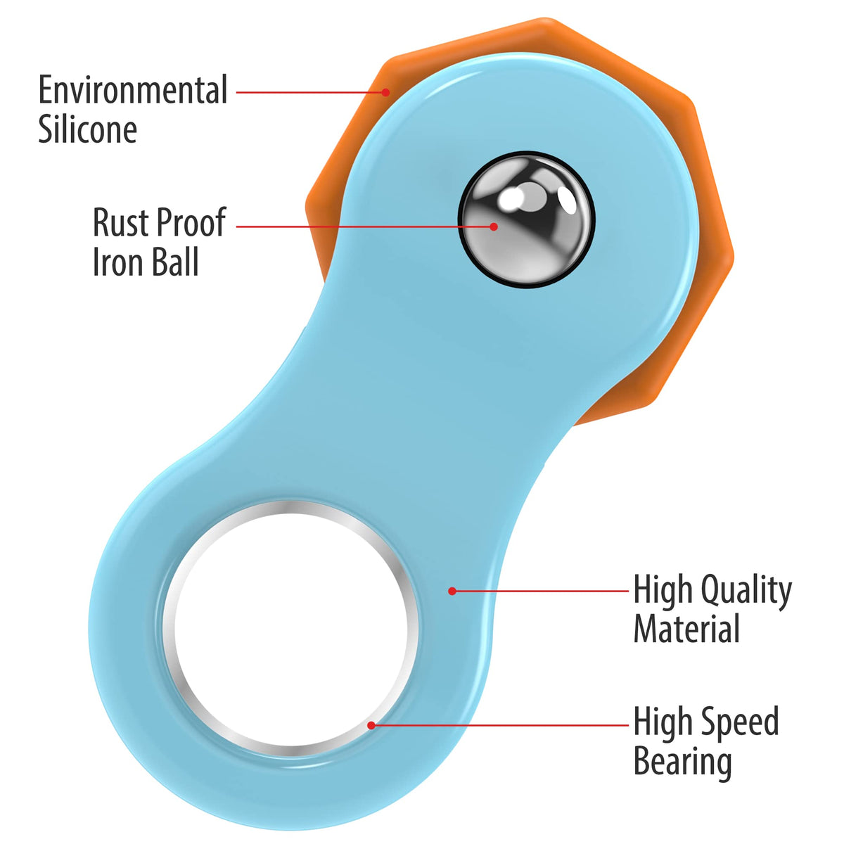 Yolscue Fidget Spinner Blue – Quiet Desk Toy for Adults & Teens, Focus & Stress Relief