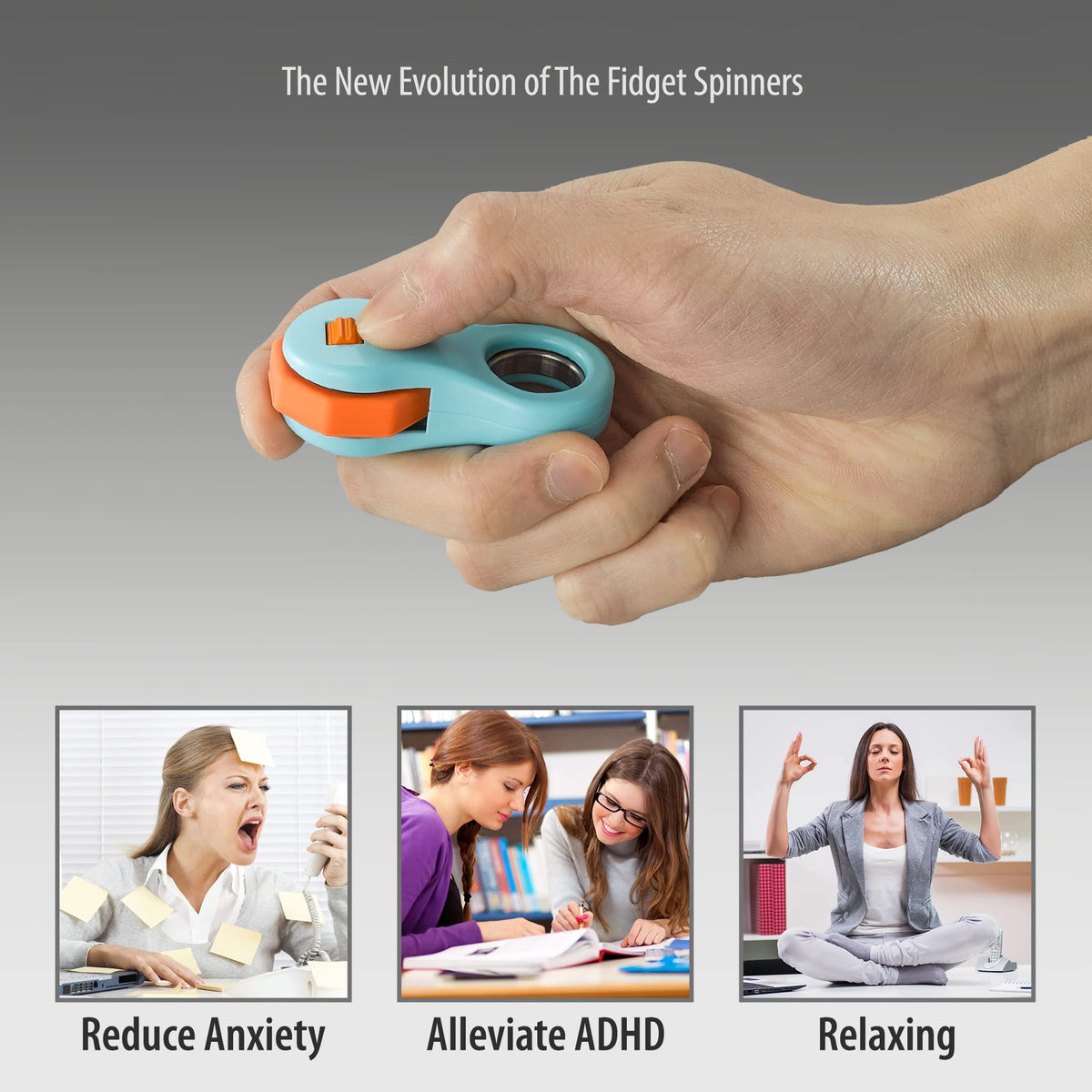 Yolscue Fidget Spinner Blue – Quiet Desk Toy for Adults & Teens, Focus & Stress Relief