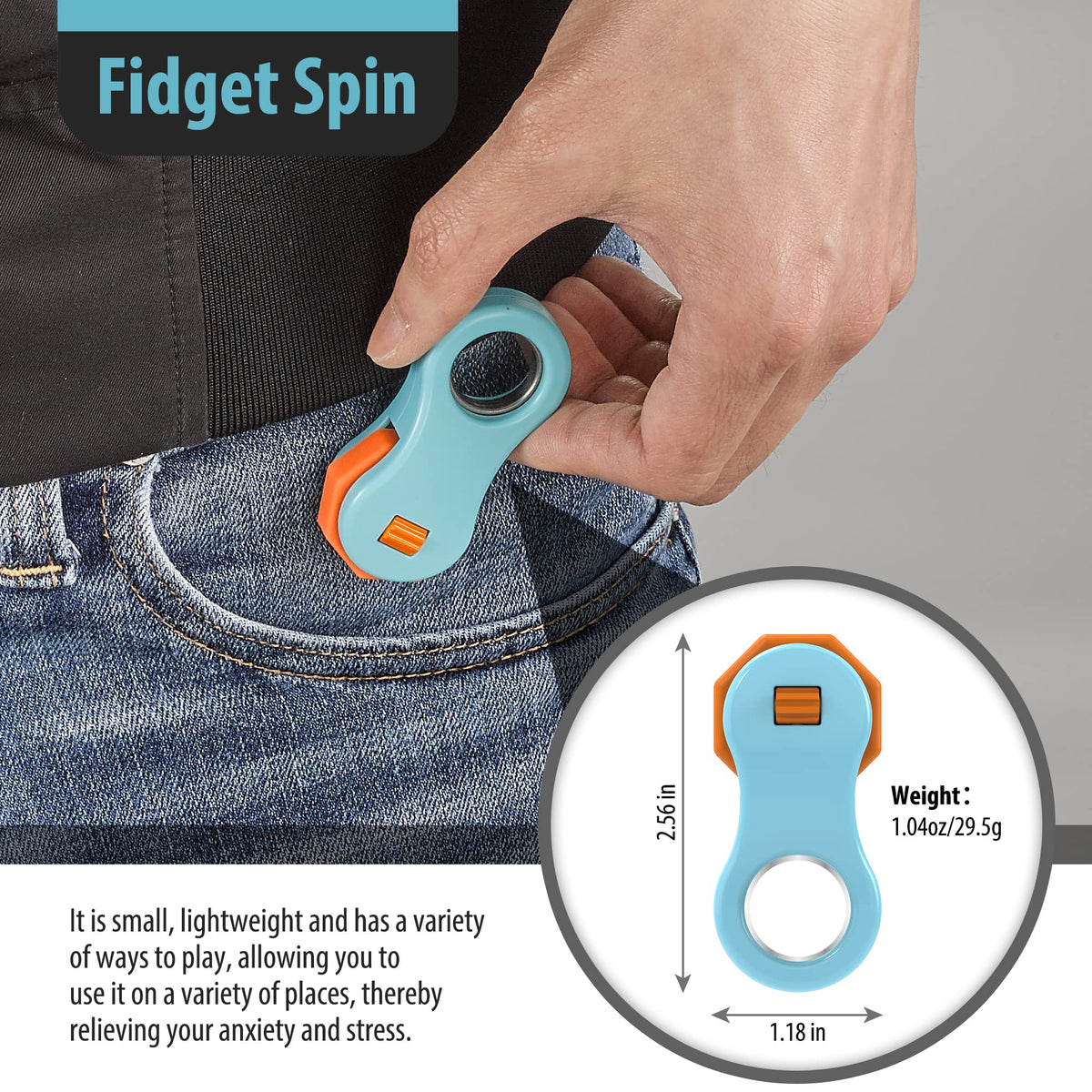 Yolscue Fidget Spinner Blue – Quiet Desk Toy for Adults & Teens, Focus & Stress Relief
