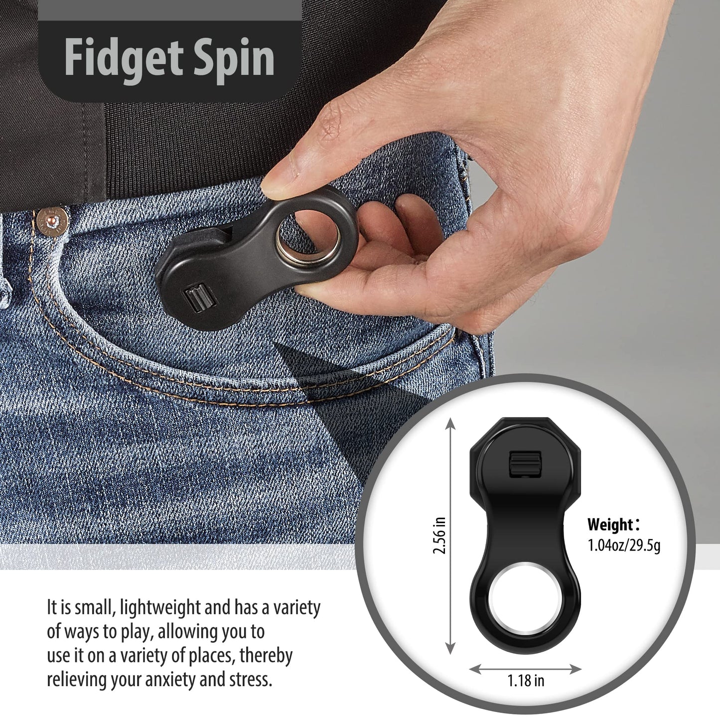 Yolscue Fidget Spinner – Quiet Ergonomic Stress Relief Toy for Adults & Teens (Black)