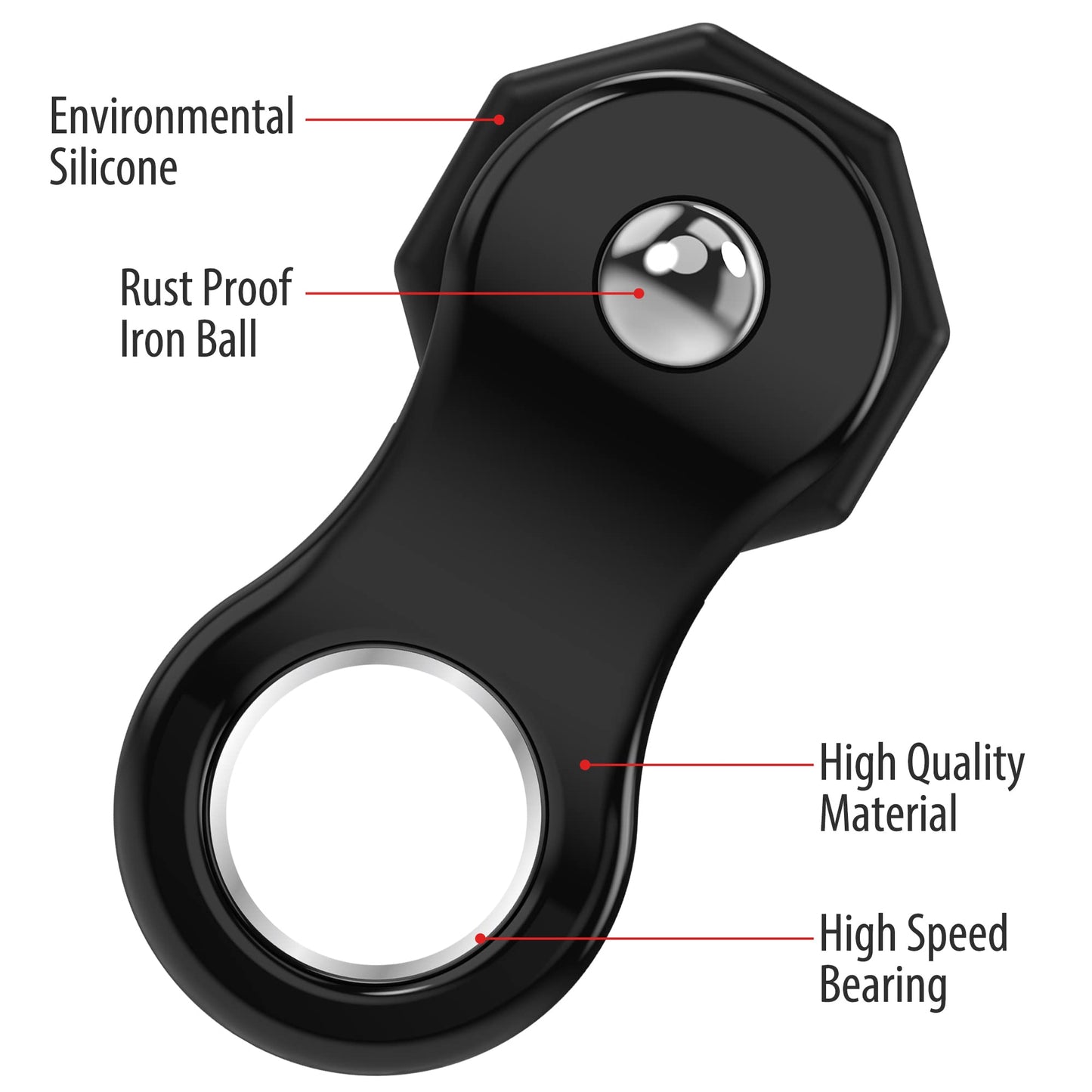 Yolscue Fidget Spinner – Quiet Ergonomic Stress Relief Toy for Adults & Teens (Black)