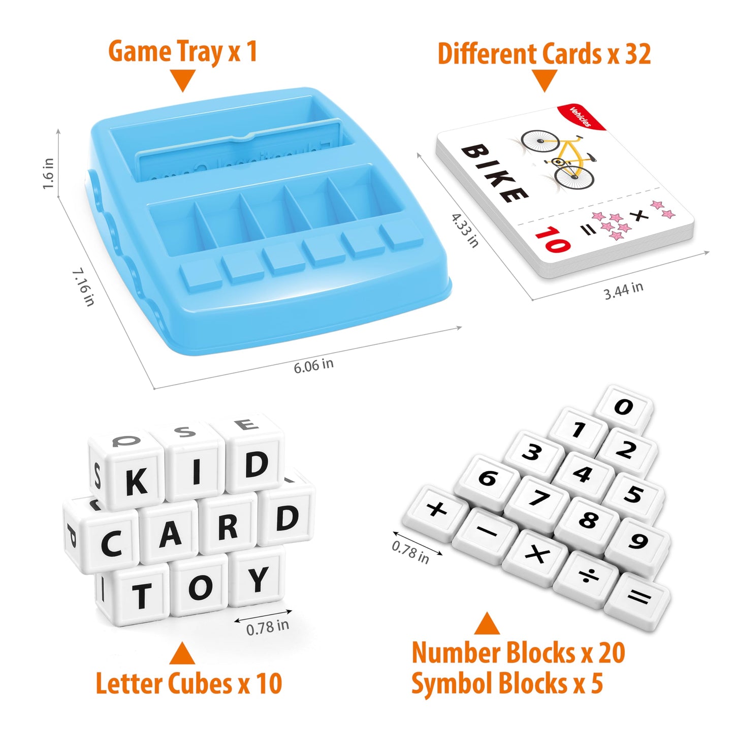 Yolscue Montessori Letter Matching Games for Ages 3-8 – Alphabet & Math Toy (Blue)
