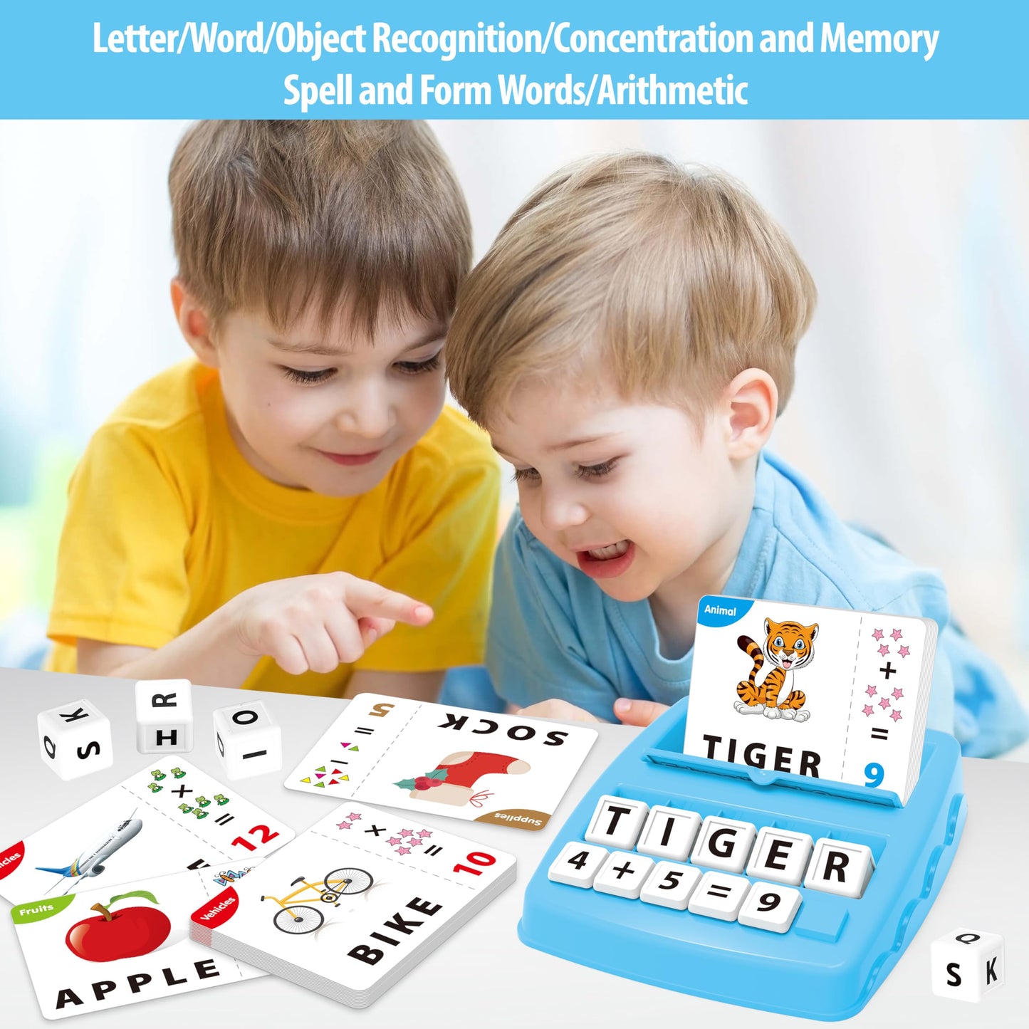 Yolscue Montessori Letter Matching Games for Ages 3-8 – Alphabet & Math Toy (Blue)