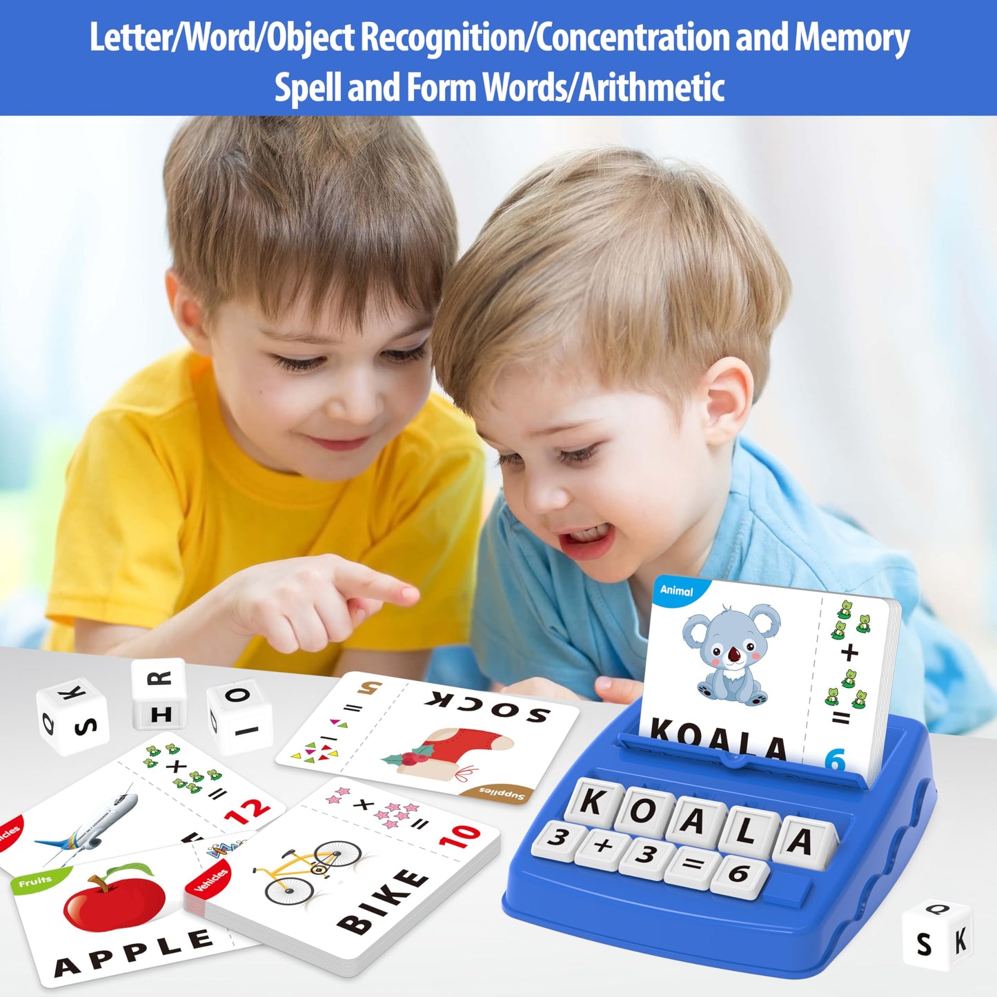 Yolscue Montessori Matching Letter Games – Alphabet & Math Toys for Ages 3-8 (Navy Blue)