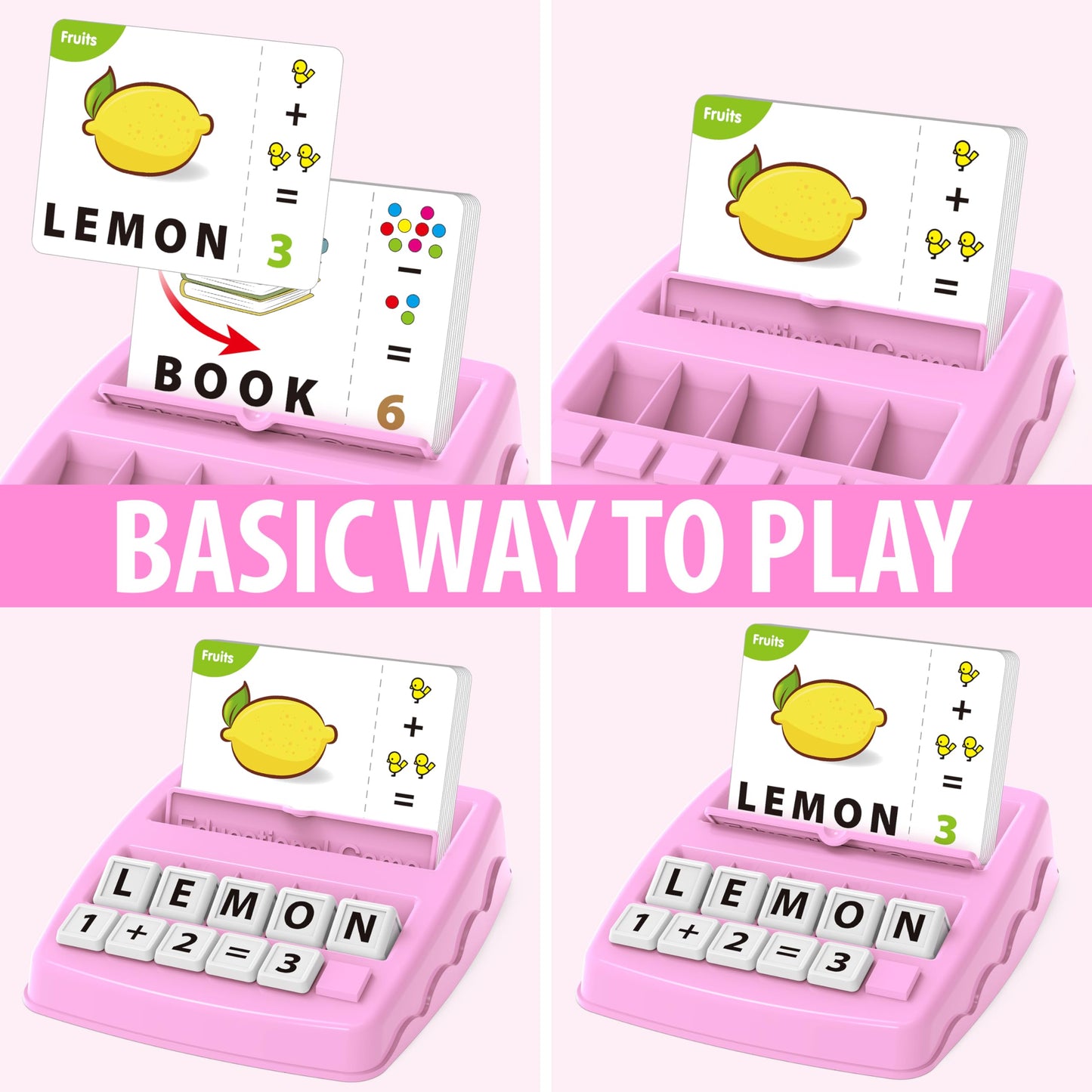 Yolscue Montessori Matching Letter Games – Alphabet & Math Toy for 3-8 Year Olds (Pink)