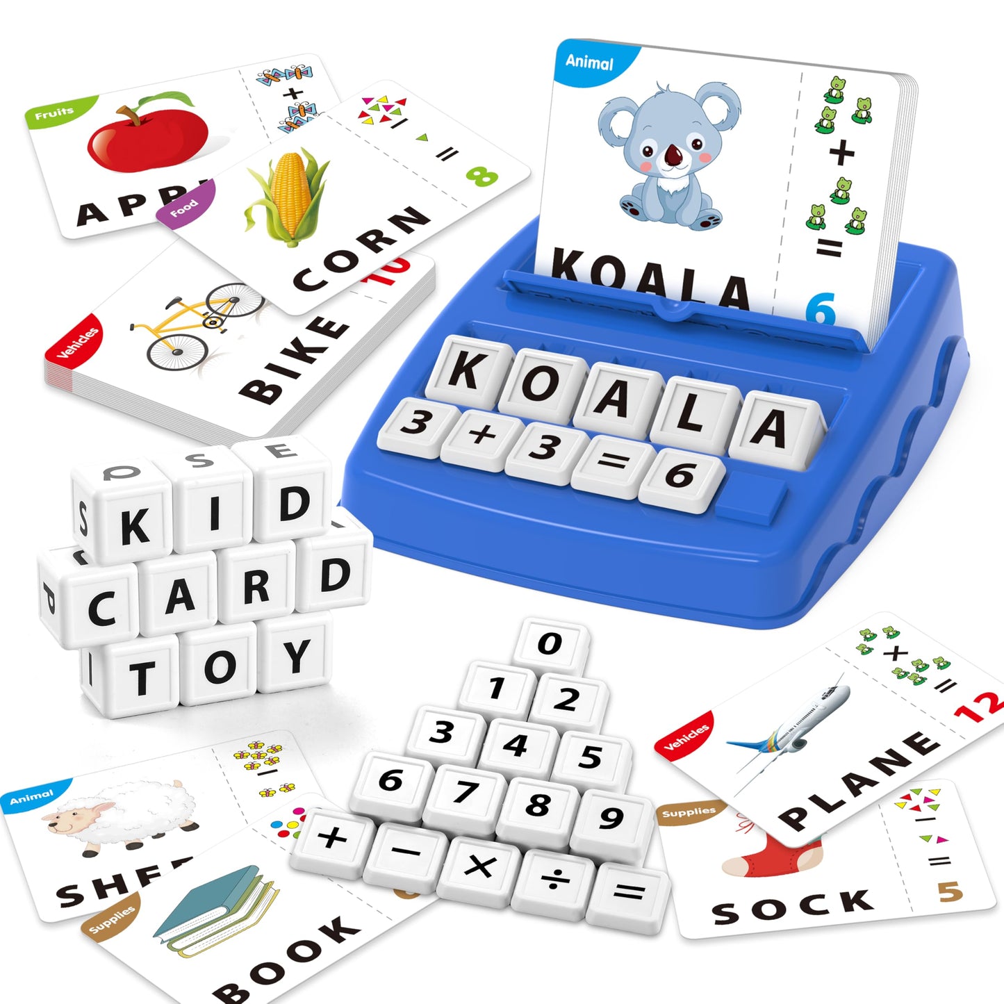 Yolscue Montessori Matching Letter Games – Alphabet & Math Toys for Ages 3-8 (Navy Blue)