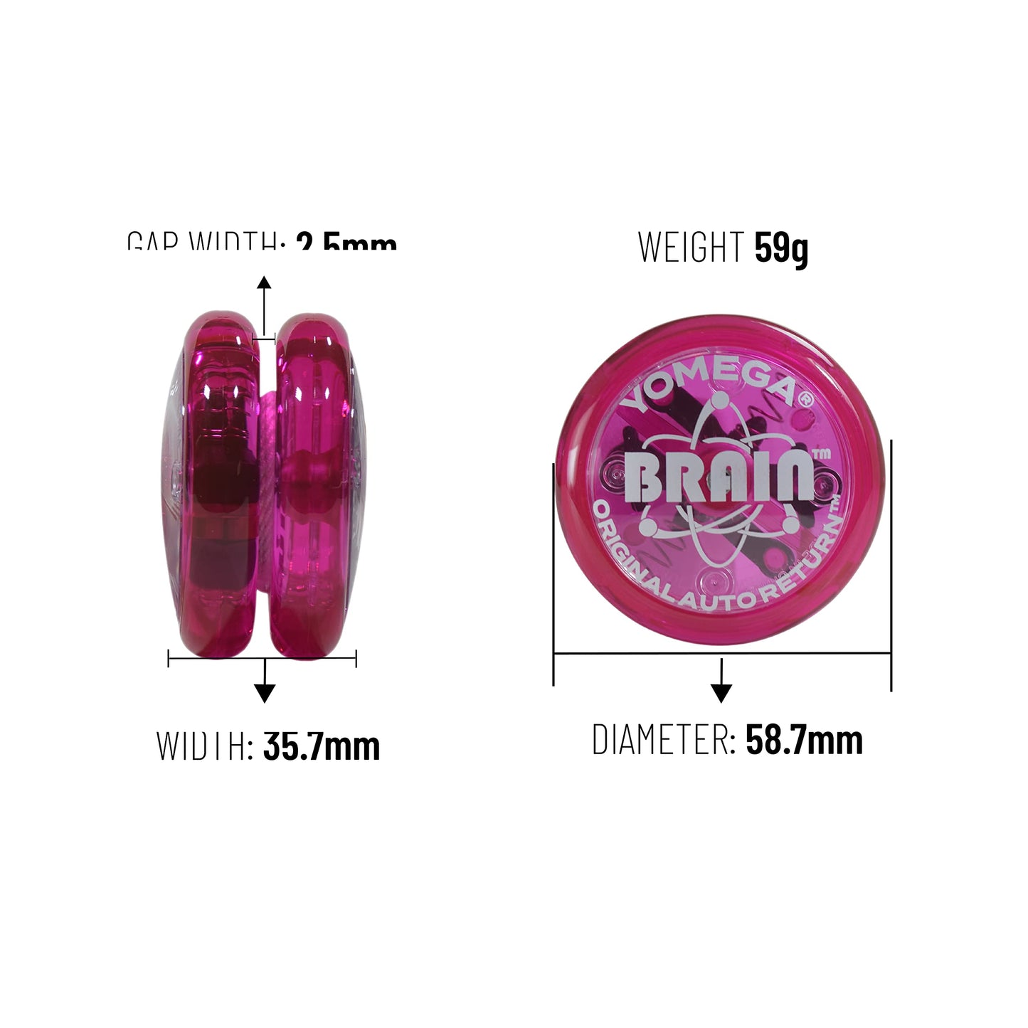 Yomega The Original Brain - Auto Return Yoyo for Beginners (Pink) | 3-Month Warranty