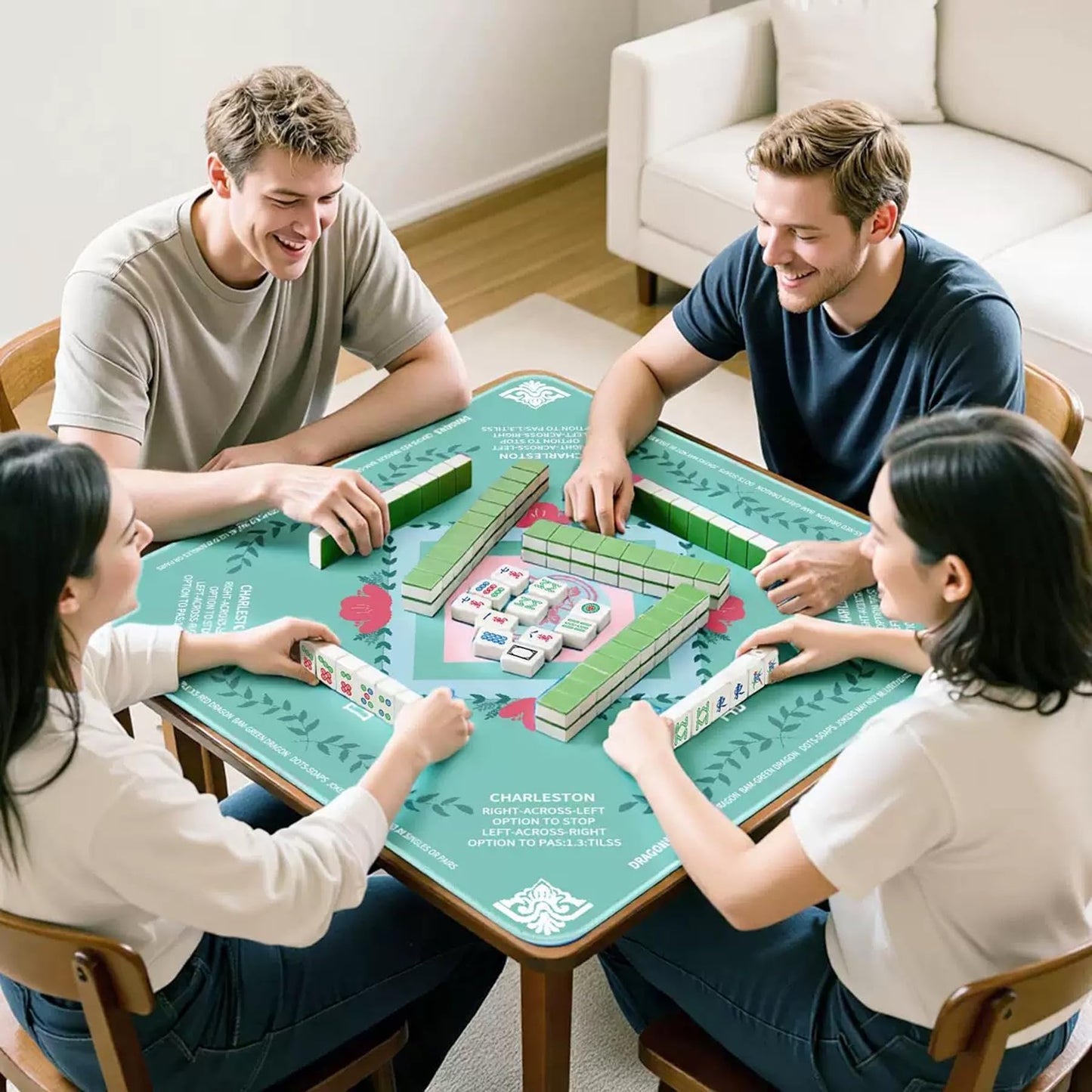 YOMEYOT Mahjong Mat 31.5 x 31.5 in – Noise-Reducing, Non-Slip Table Pad