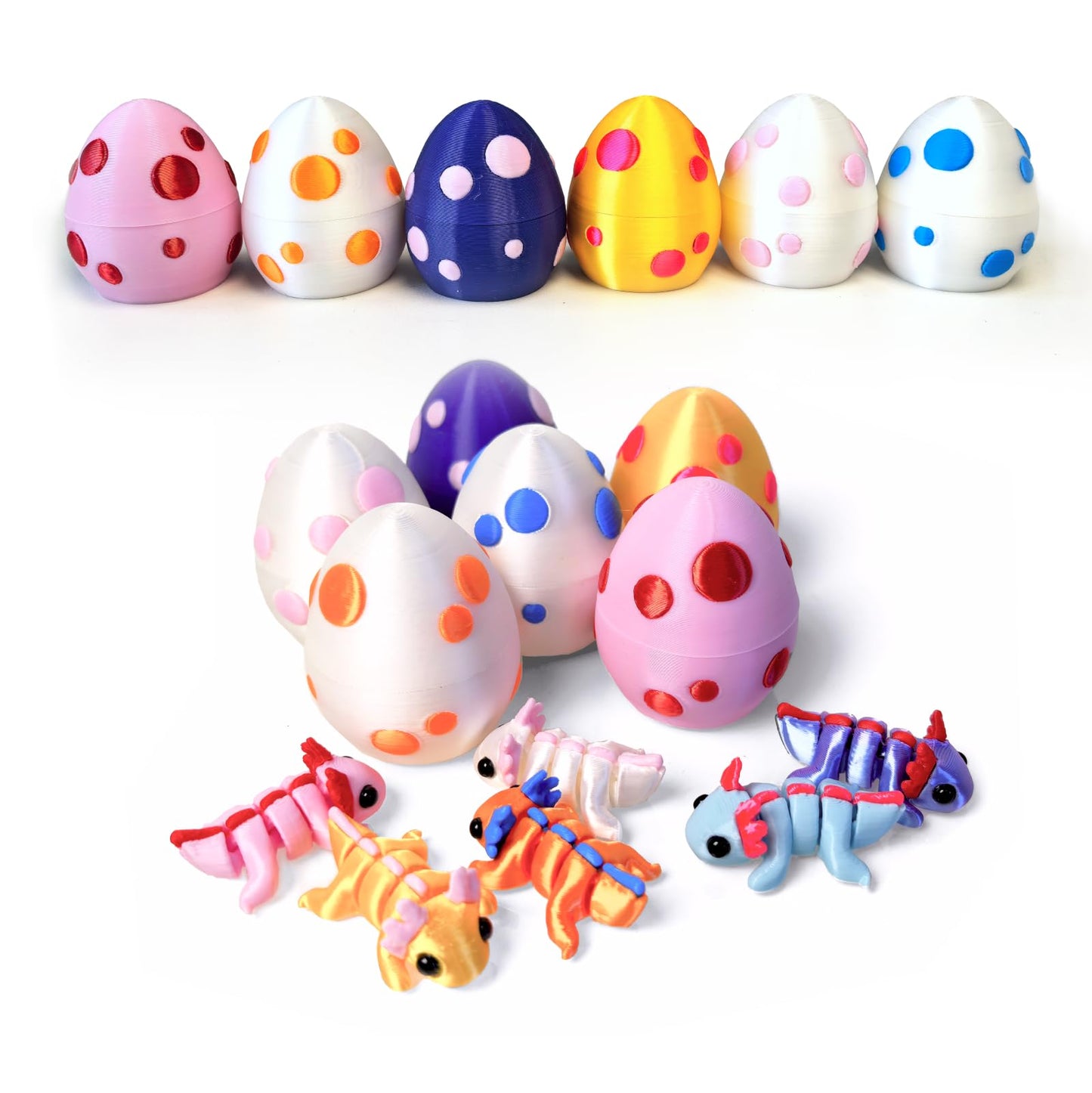 YonaaClin 3D Printed Dragon Egg with Dragon Inside — Glowing Night Fidget Toy Set (12-Piece)