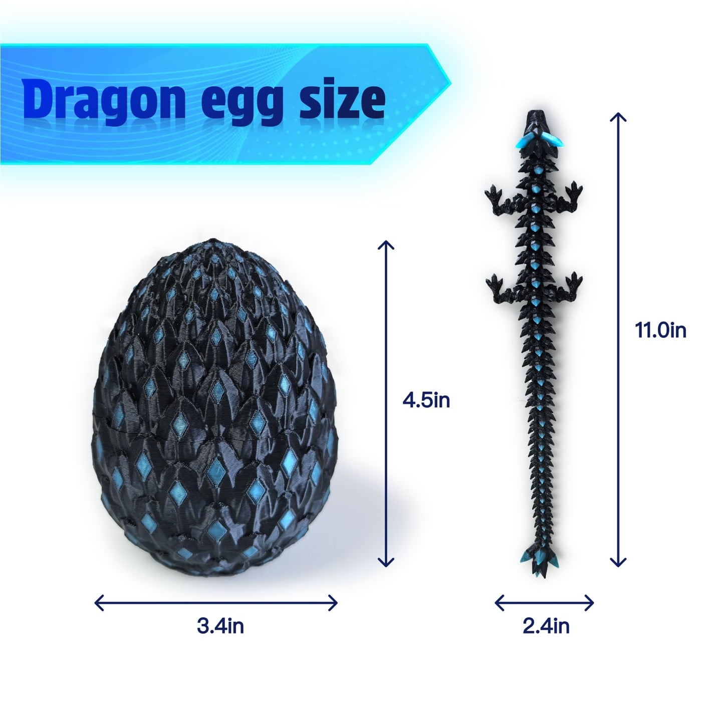 YonaaClin 3D Printed Dragon Egg with Dragon Inside – Glowing Night Light, Fidget Toy & Collectible