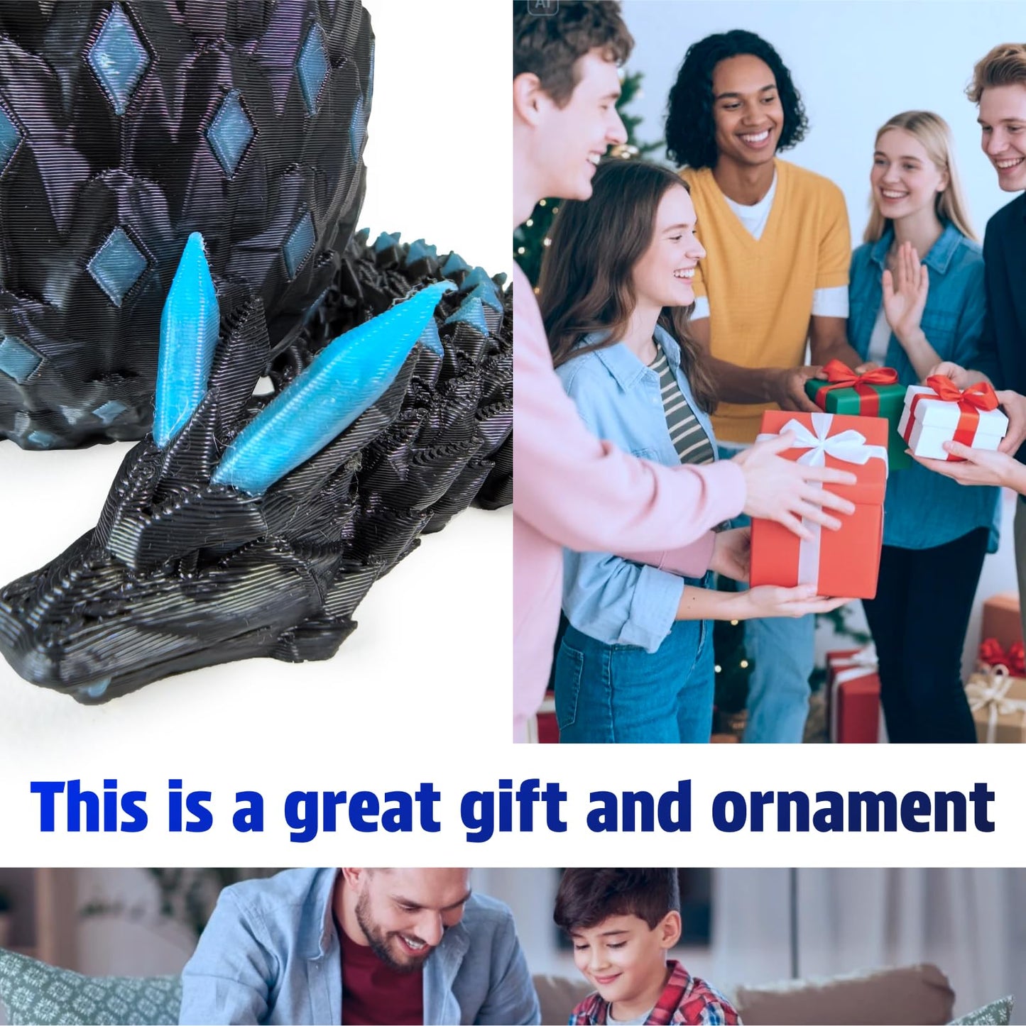 YonaaClin 3D Printed Dragon Egg with Dragon Inside – Glowing Night Light, Fidget Toy & Collectible