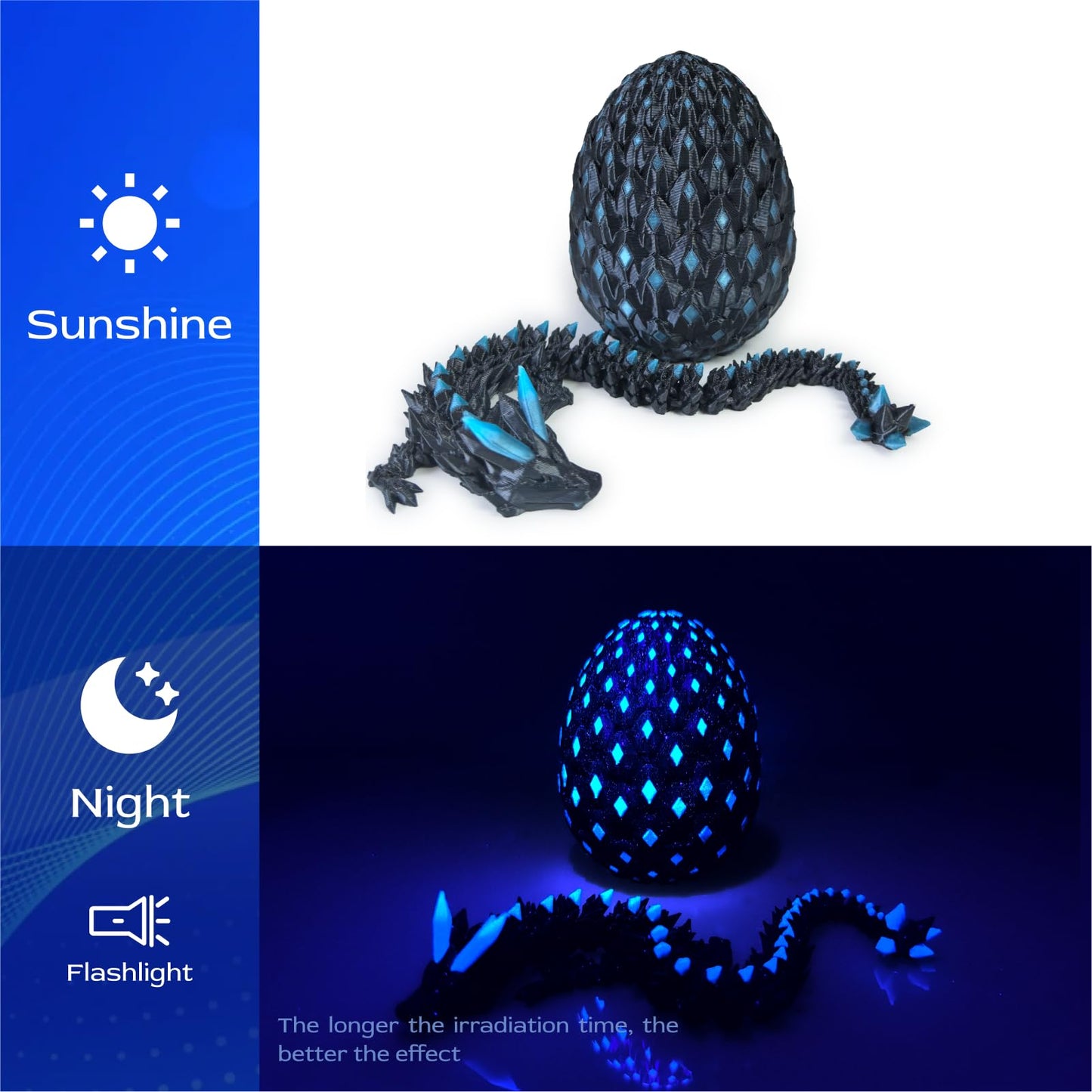 YonaaClin 3D Printed Dragon Egg with Dragon Inside – Glowing Night Light, Fidget Toy & Collectible