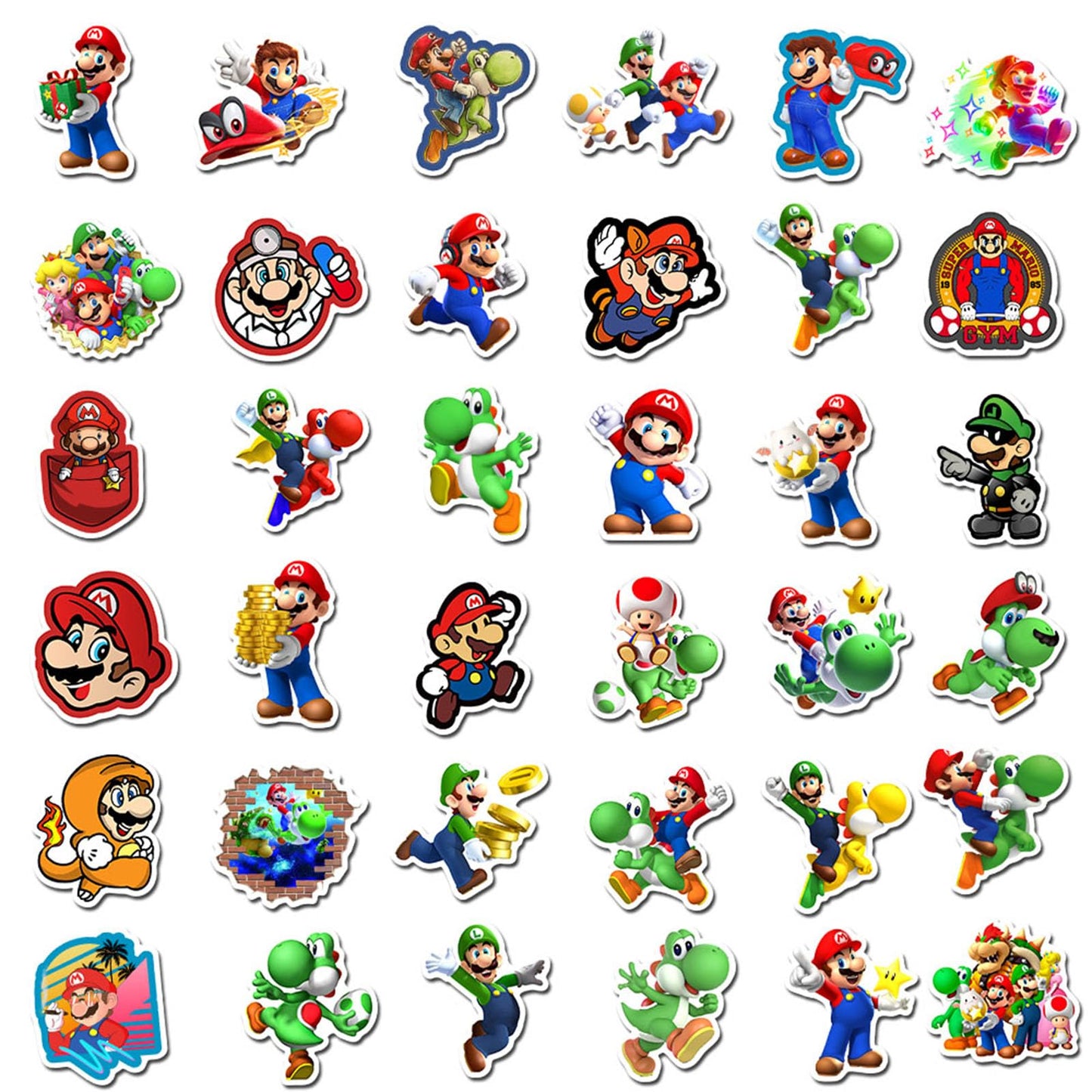 YONGAI 100Pcs Mario Sticker Pack – Waterproof Vinyl Decals for Water Bottles, Laptops & Skateboards
