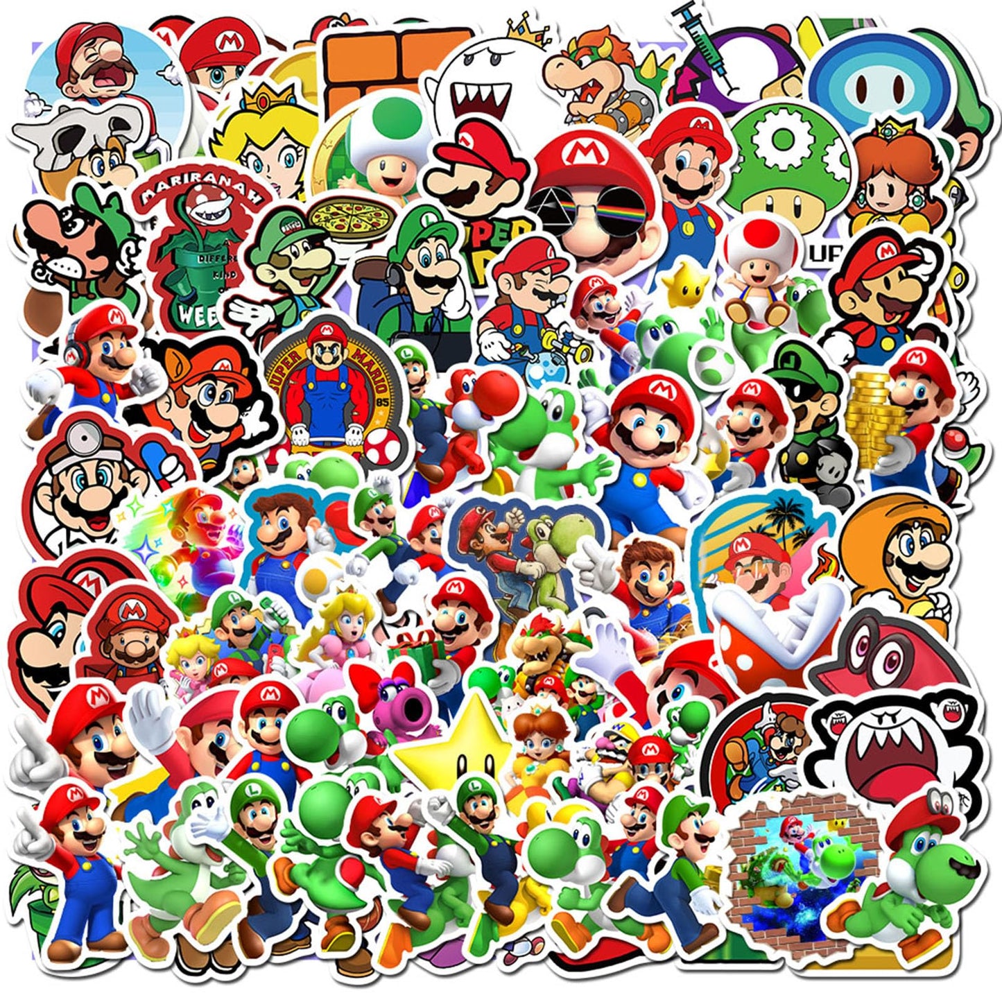 YONGAI 100Pcs Mario Sticker Pack – Waterproof Vinyl Decals for Water Bottles, Laptops & Skateboards
