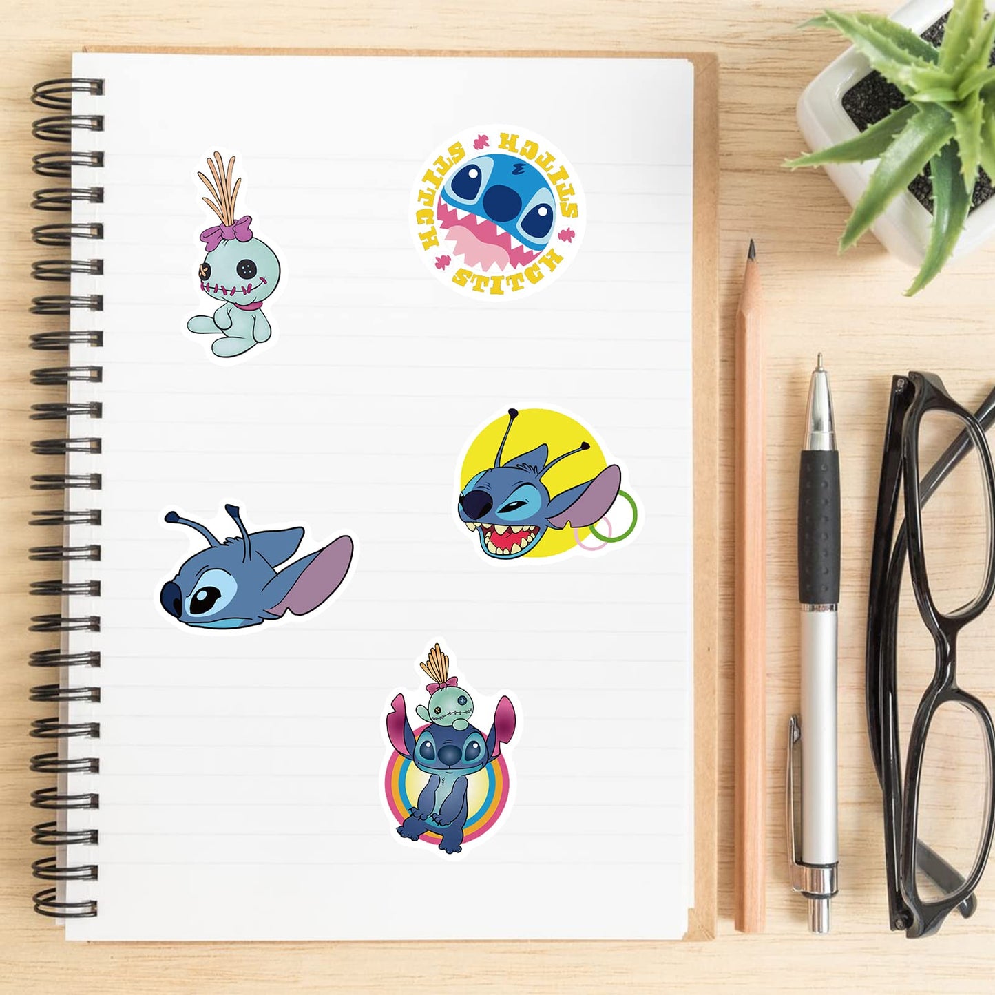 YONGAI 50Pcs Stitch Sticker Set for Kids – Waterproof Cartoon Vinyl Decals