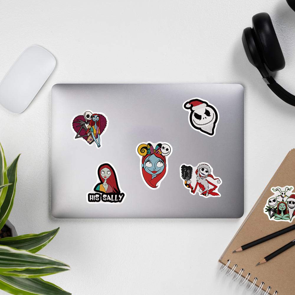 YONGAI 100Pcs Nightmare Before Christmas Sticker Pack – Waterproof Vinyl Decals for Laptops, Skateboards, Notebooks