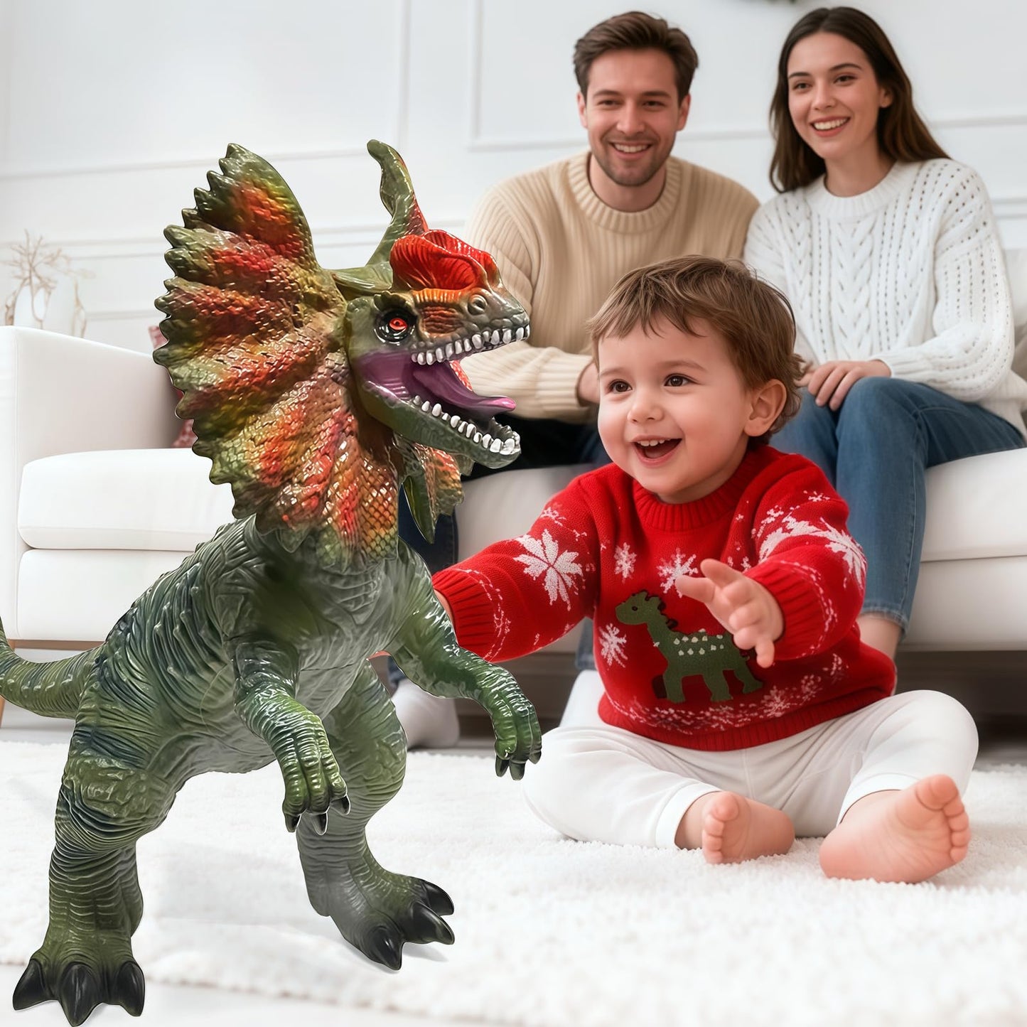 YONGJULE Large Dinosaur Toy - 29-inch Dilophosaurus Inflatable Dino for Kids 3-5