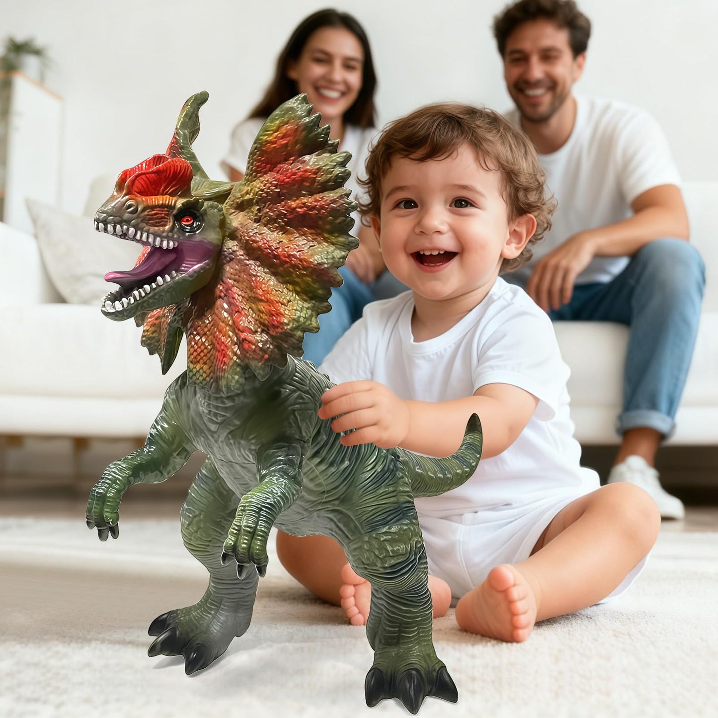 YONGJULE Large Dinosaur Toy - 29-inch Dilophosaurus Inflatable Dino for Kids 3-5