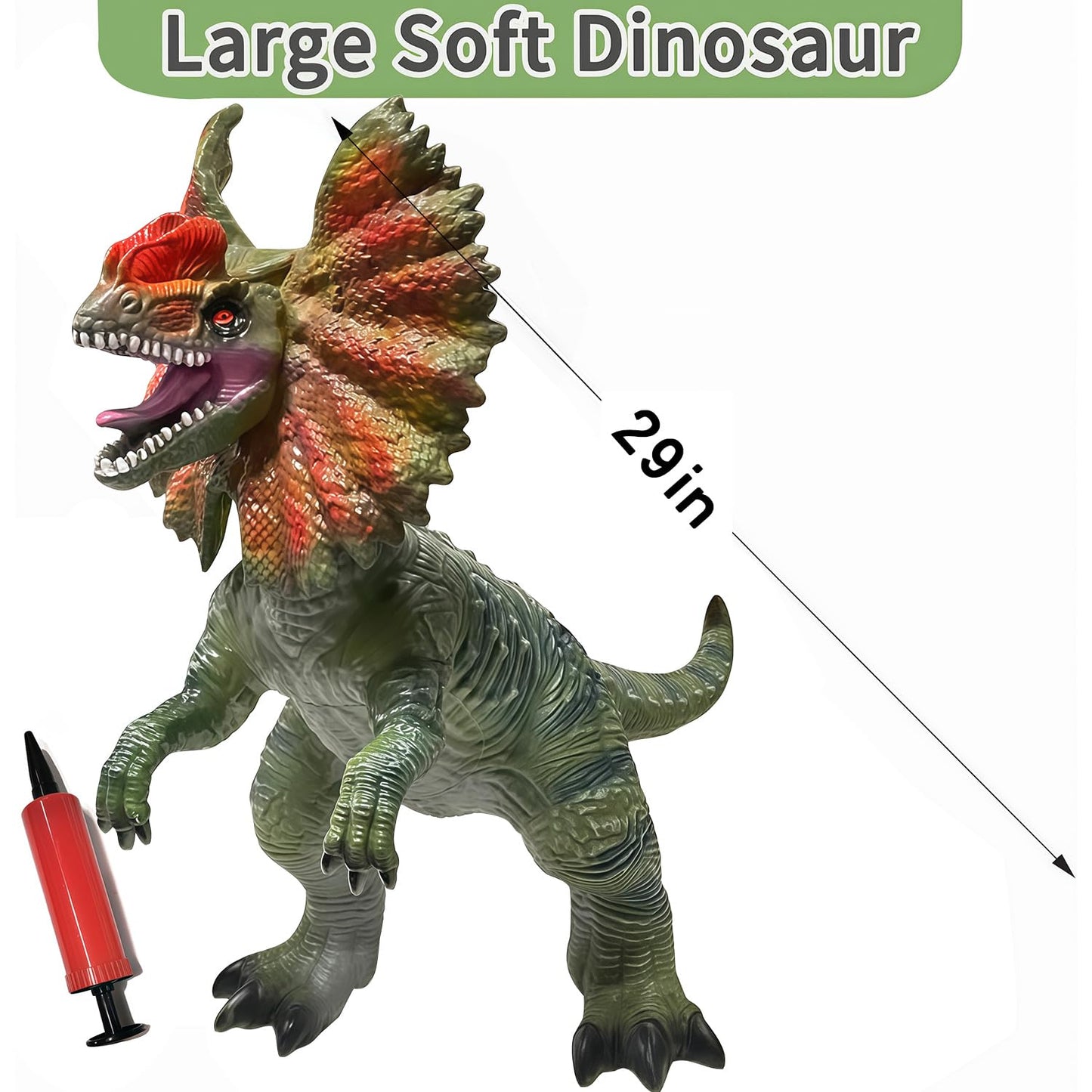 YONGJULE Large Dinosaur Toy - 29-inch Dilophosaurus Inflatable Dino for Kids 3-5