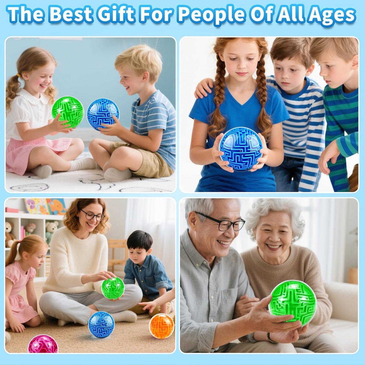 YongnKids Amaze 3D Memory Maze Ball - Blue Puzzle Toy for Kids & Adults
