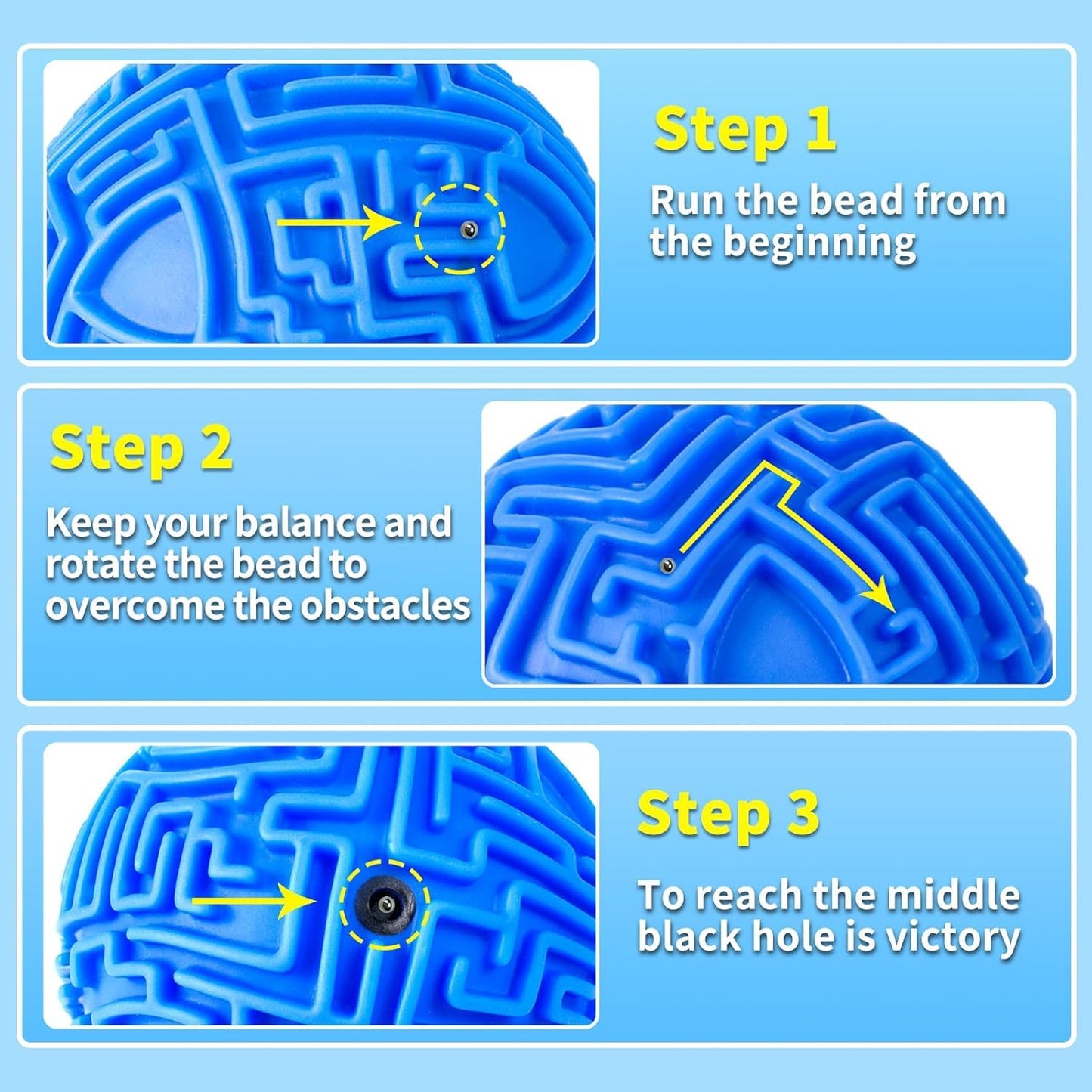YongnKids Amaze 3D Memory Maze Ball - Blue Puzzle Toy for Kids & Adults