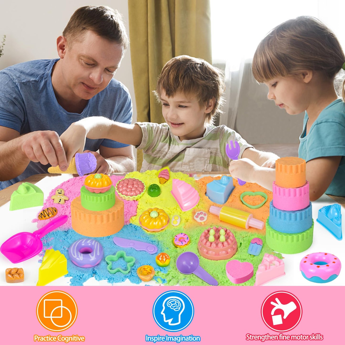 YongnKids Ice Cream Sensory Bin – 54-Piece Cake Sand Play Set for Kids 3–8