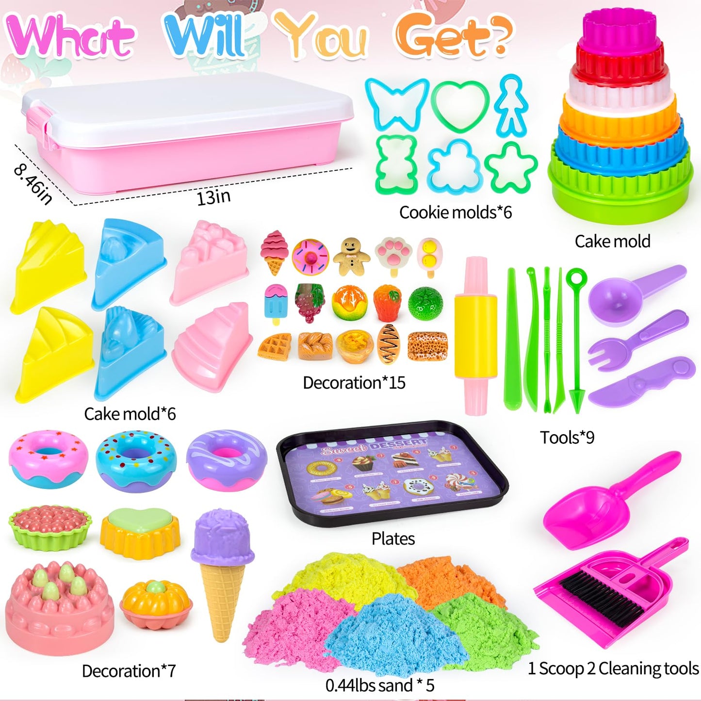 YongnKids Ice Cream Sensory Bin – 54-Piece Cake Sand Play Set for Kids 3–8