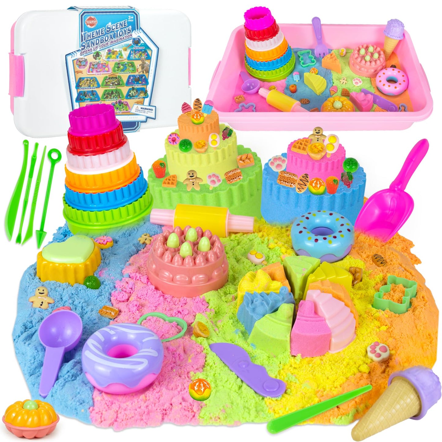 YongnKids Ice Cream Sensory Bin – 54-Piece Cake Sand Play Set for Kids 3–8
