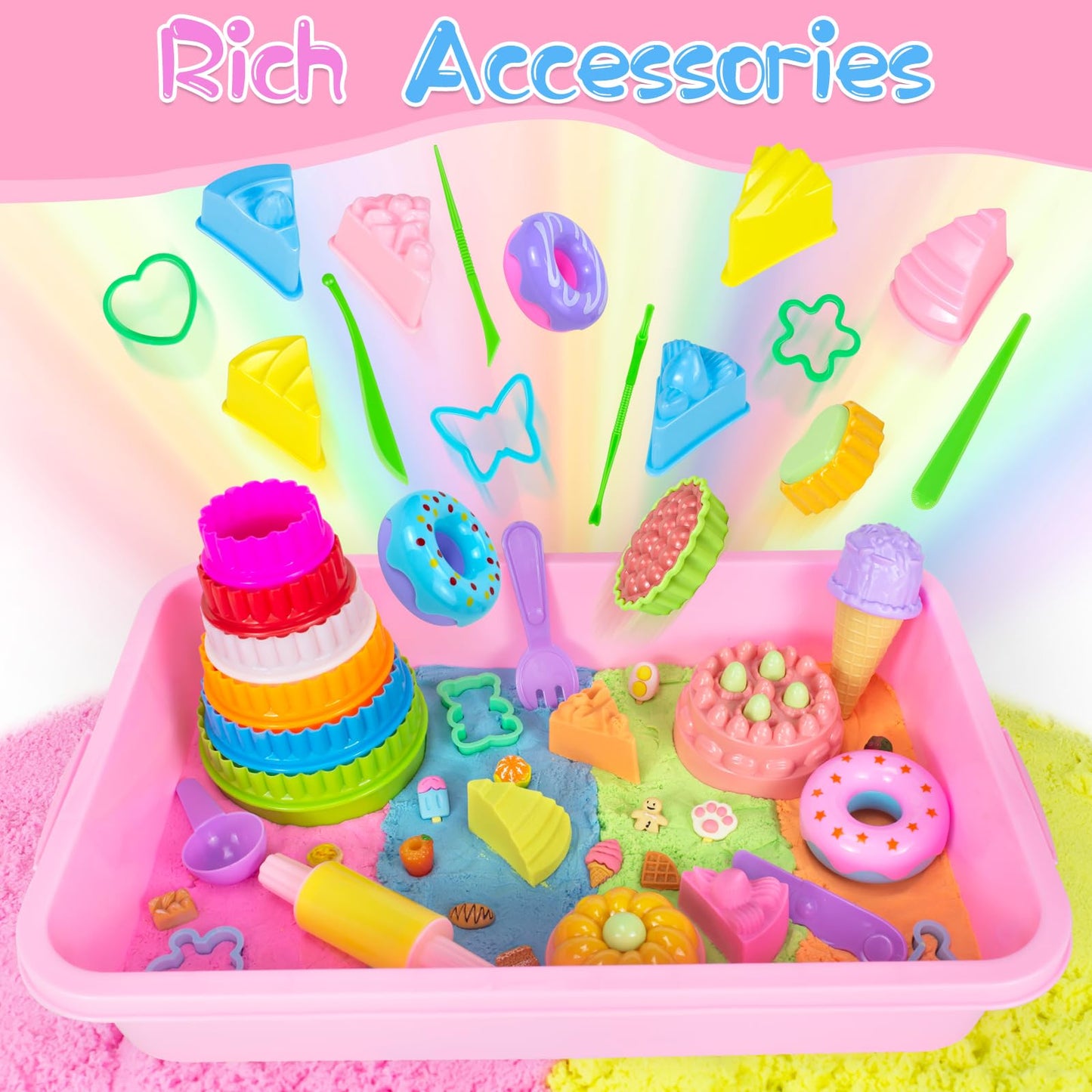 YongnKids Ice Cream Sensory Bin – 54-Piece Cake Sand Play Set for Kids 3–8