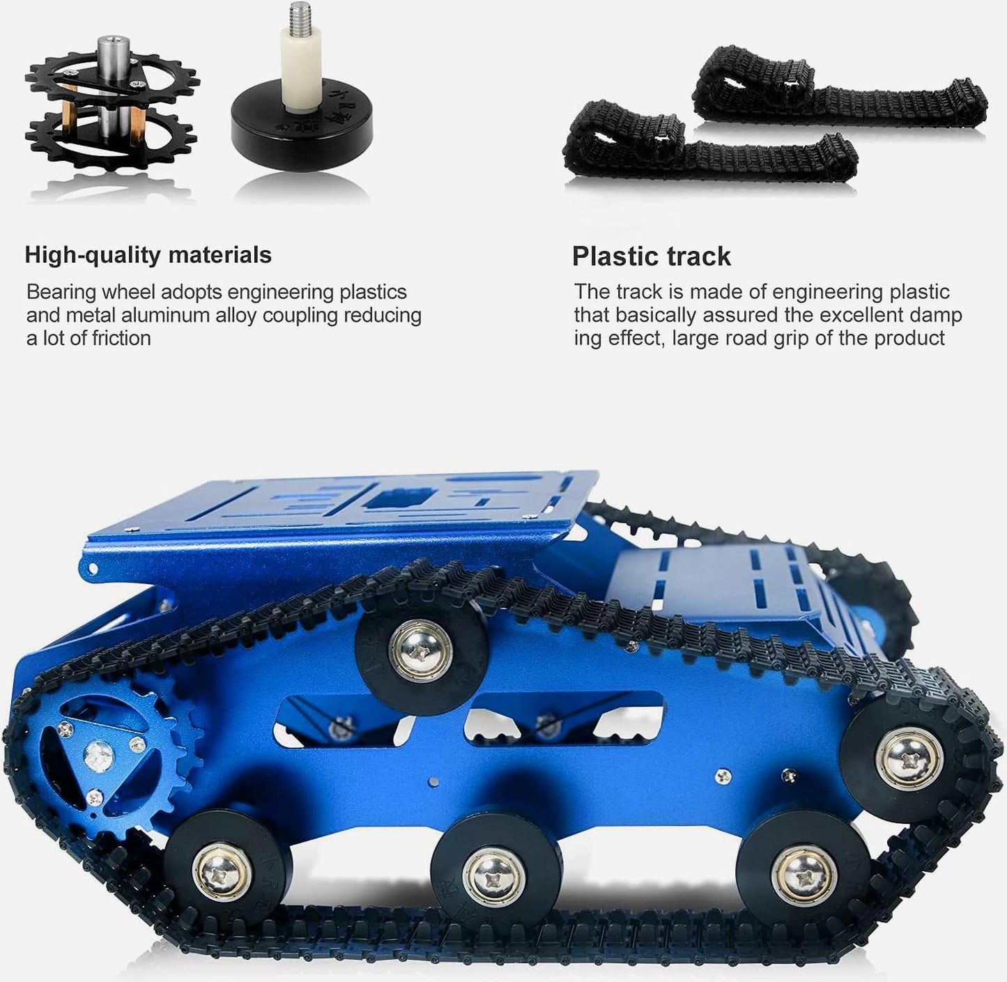 YonPhsy Tank Chassis with Motor – Blue Full-Metal Track Platform for DIY Robots (Encoder Motor)