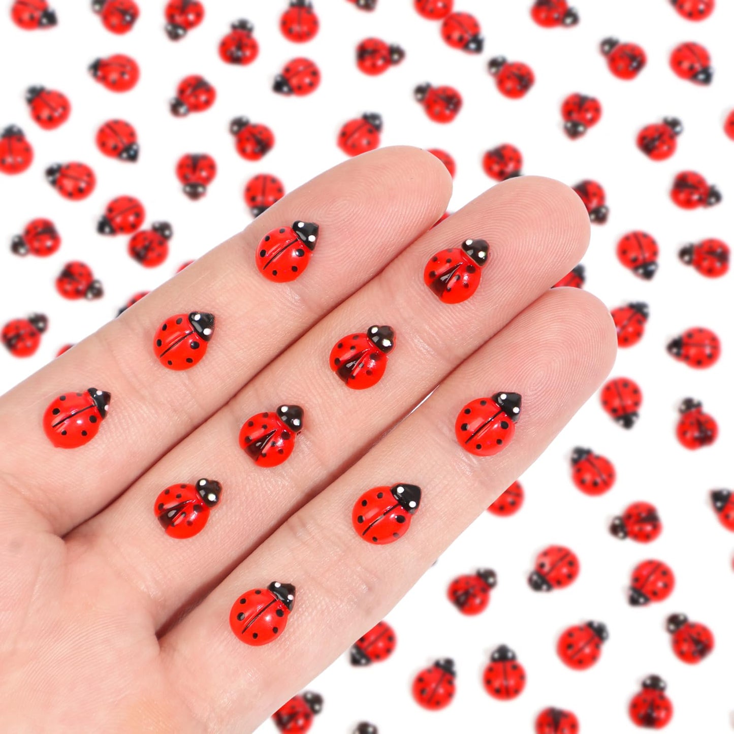 Yonseng 200pcs Mini Resin Ladybugs – 2 Types for Dollhouses, Fairy Gardens & Micro Landscaping