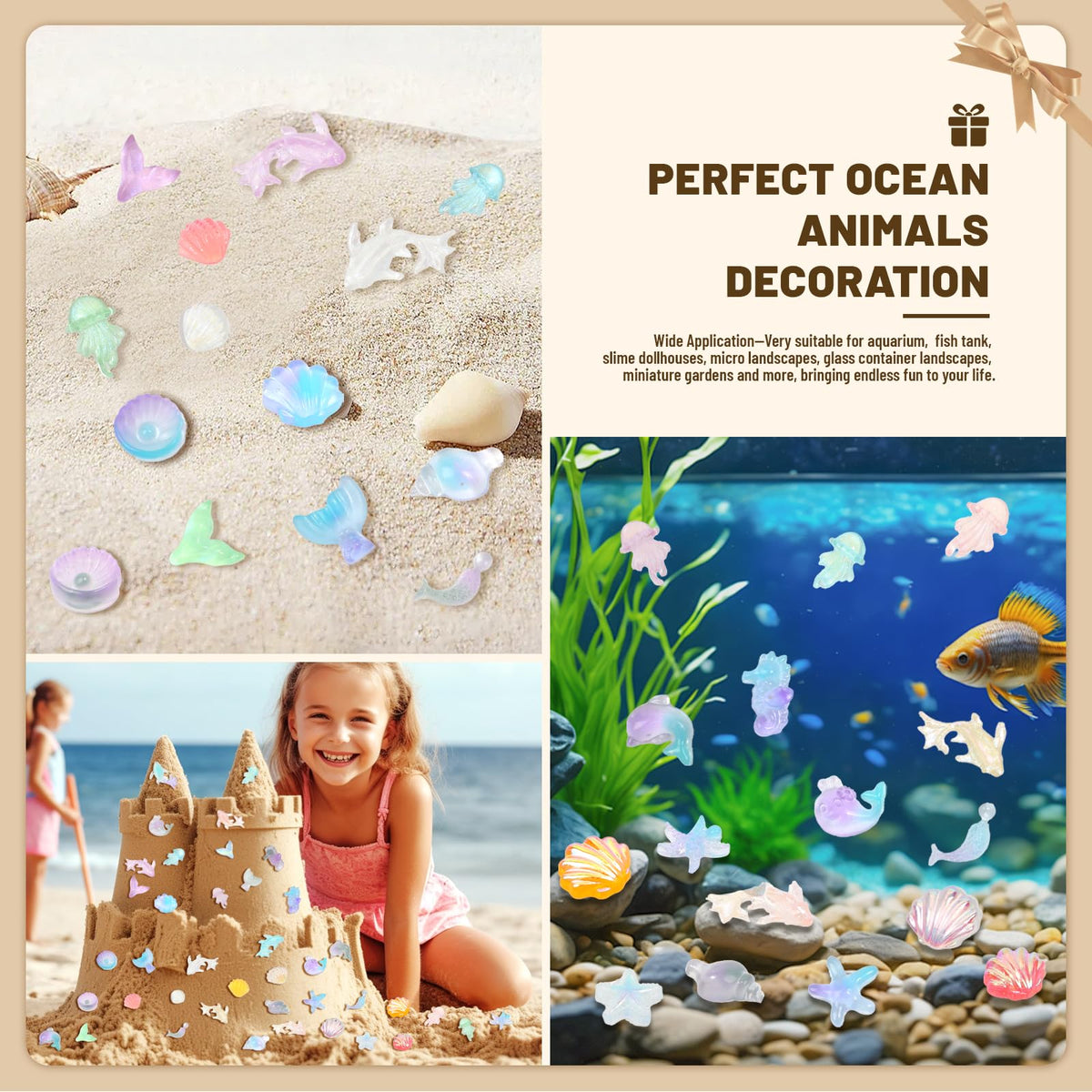 Yonseng 300pcs Luminous Mini Ocean Resin Animals for DIY Aquariums and Dollhouses