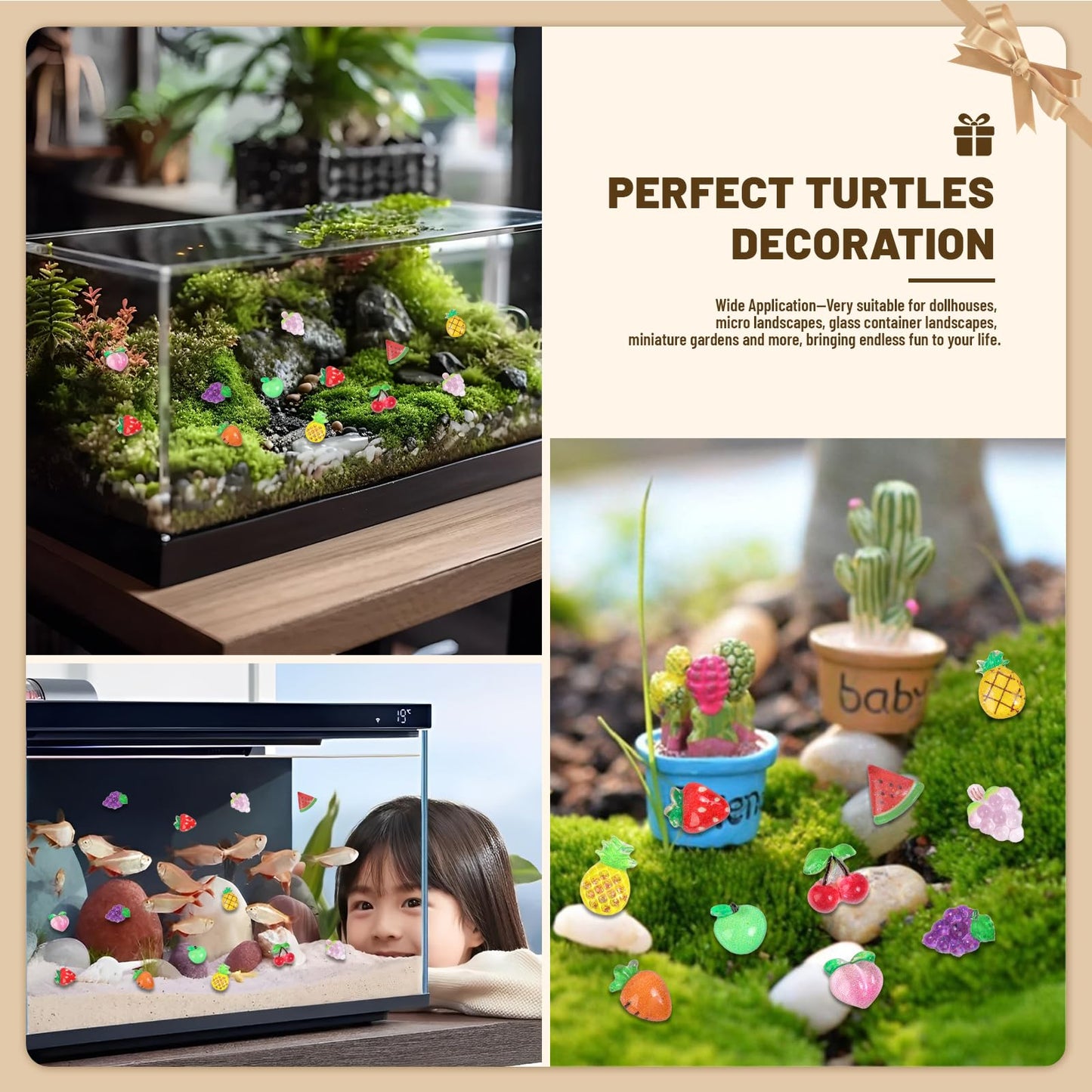 Yonseng 200pcs Mini Fruit Decor Resin Tiny Fruits for Dollhouses